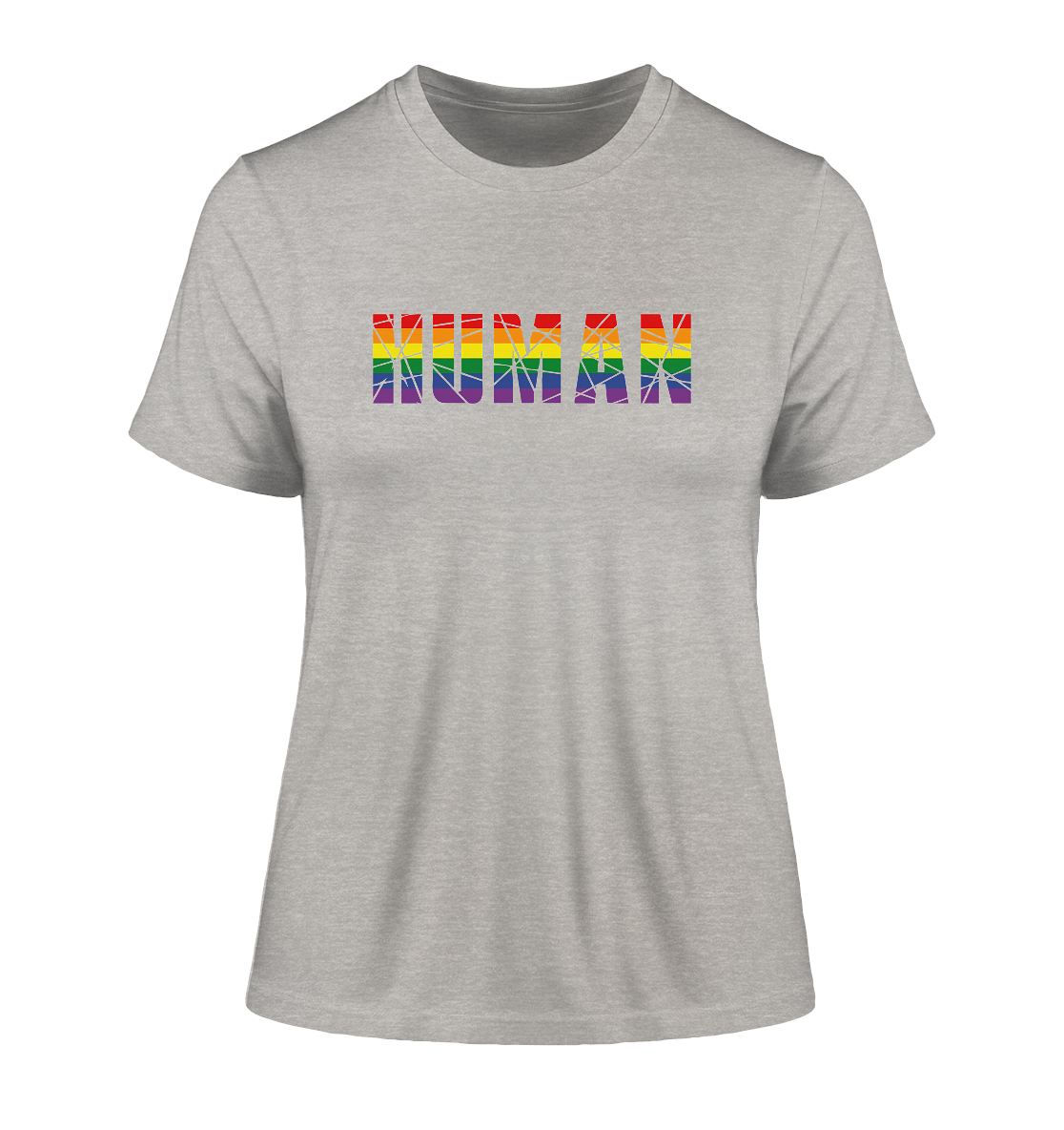 HUMAN in Regenbogen-Farben - Fitted Ladies Organic Shirt