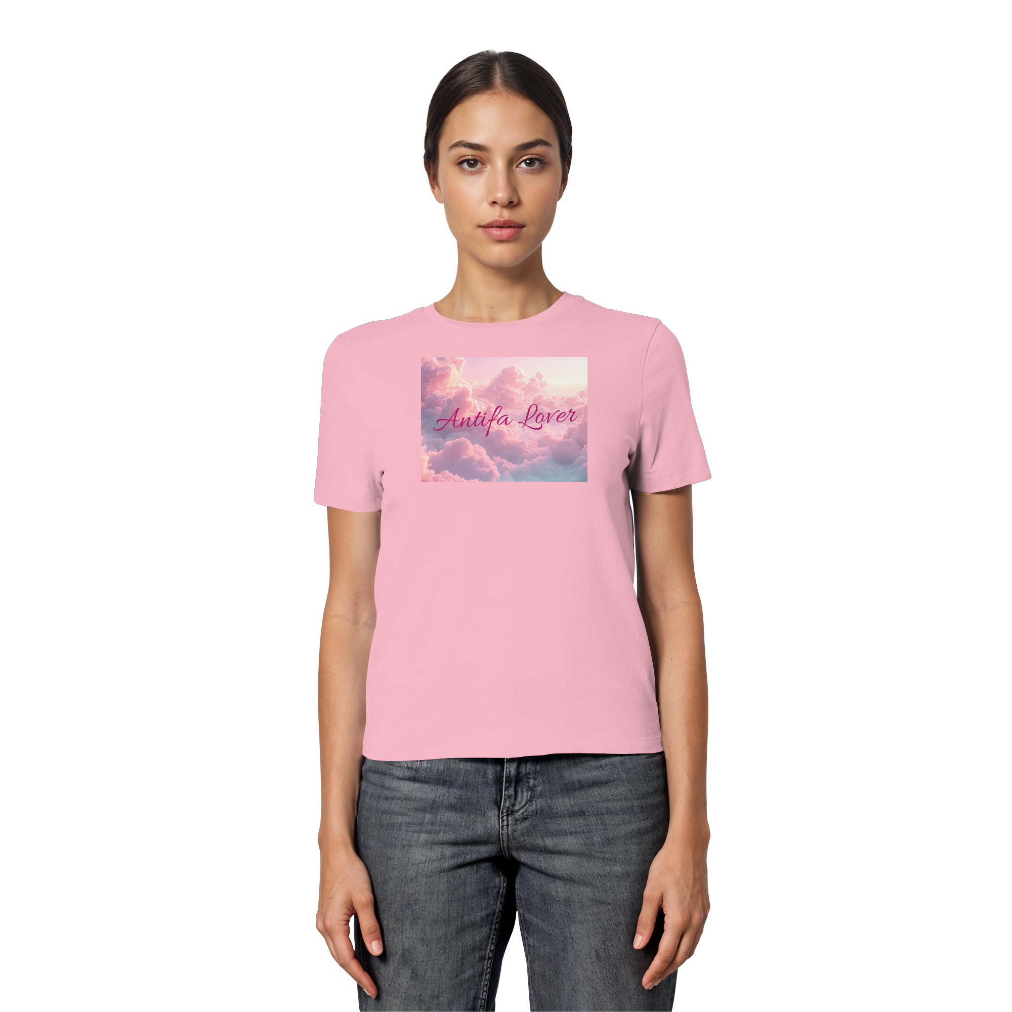Antifa Lover Backprint - Fitted Ladies Organic Shirt