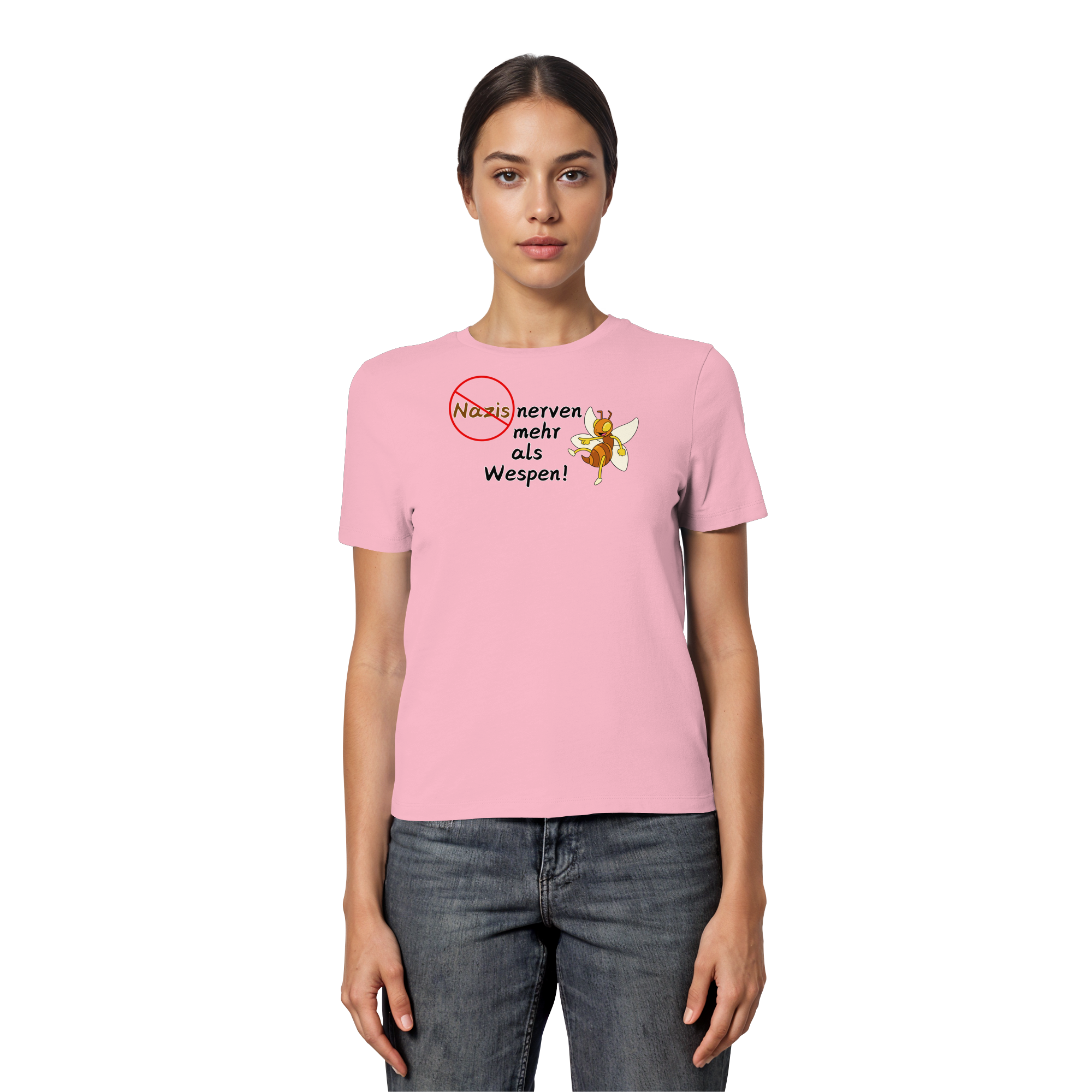 Nazis nerven mehr als Wespen - Fitted Ladies Organic Shirt