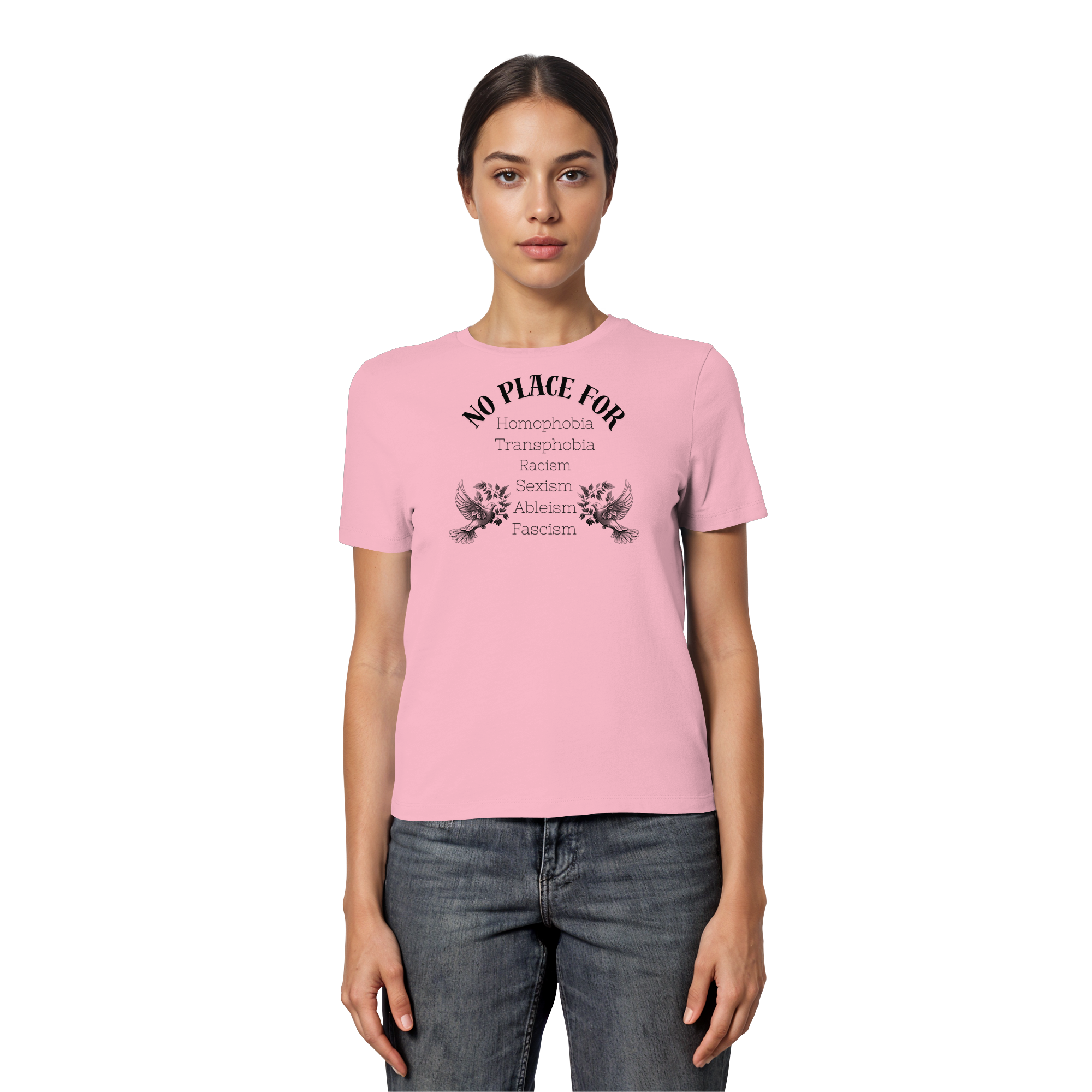 No Place For (schwarze Schrift) - Fitted Ladies Organic Shirt