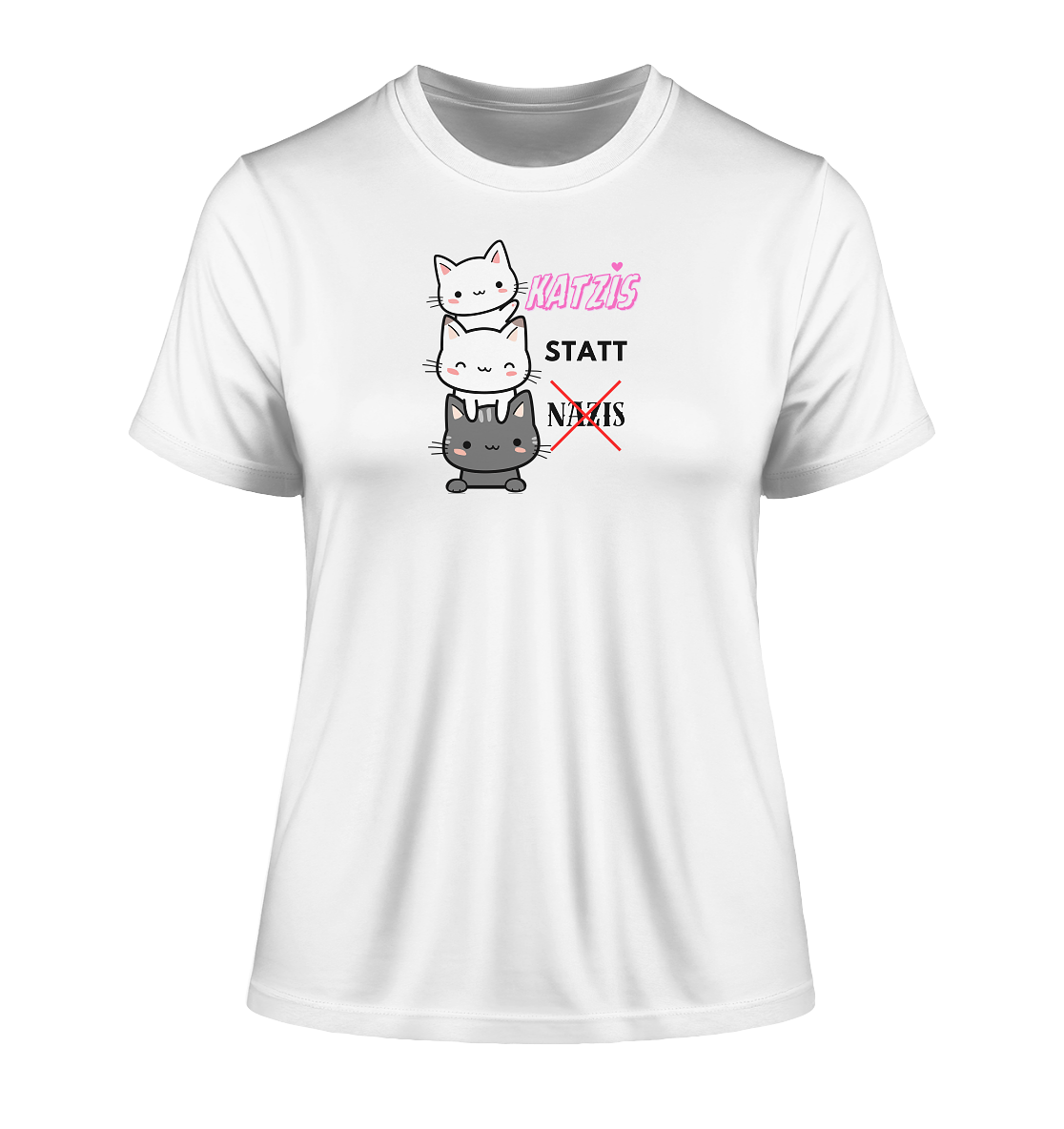Katzis statt Nazis - Fitted Ladies Organic Shirt