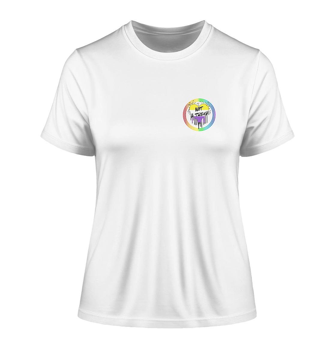 Nonbinary Not a Trend "Regenbogenkreis Edition" - Fitted Ladies Organic Shirt