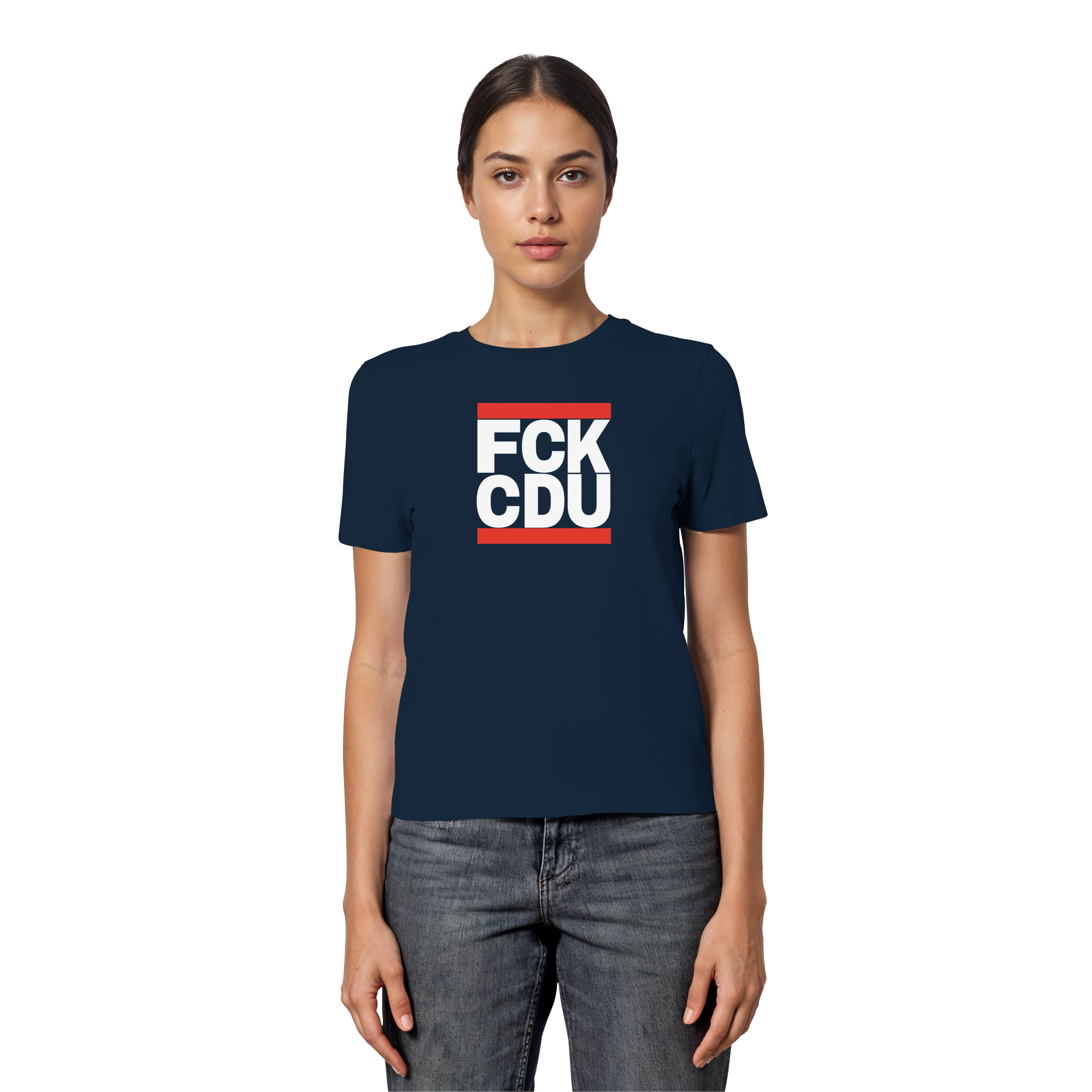 FCK CDU (weiße Schrift) - Fitted Ladies Organic Shirt