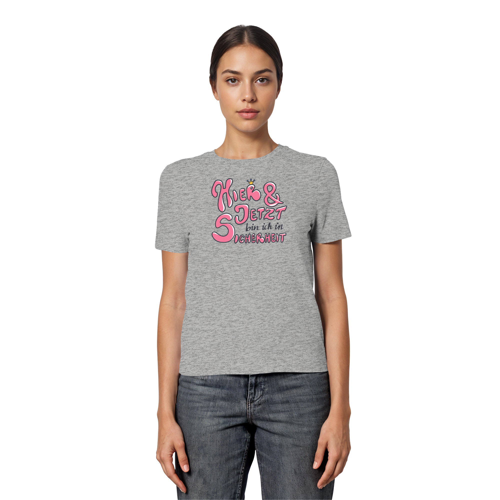 Hier und jetzt bin ich in Sicherheit "Pinke Edition" - Fitted Ladies Organic Shirt