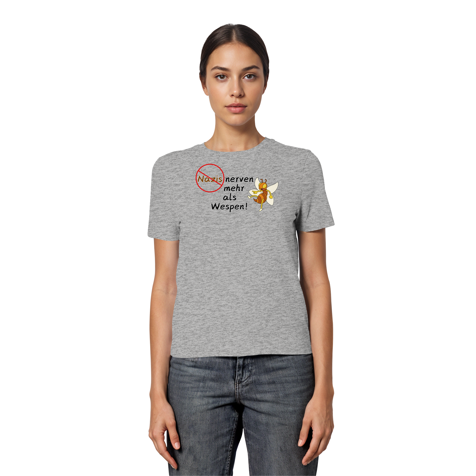 Nazis nerven mehr als Wespen - Fitted Ladies Organic Shirt