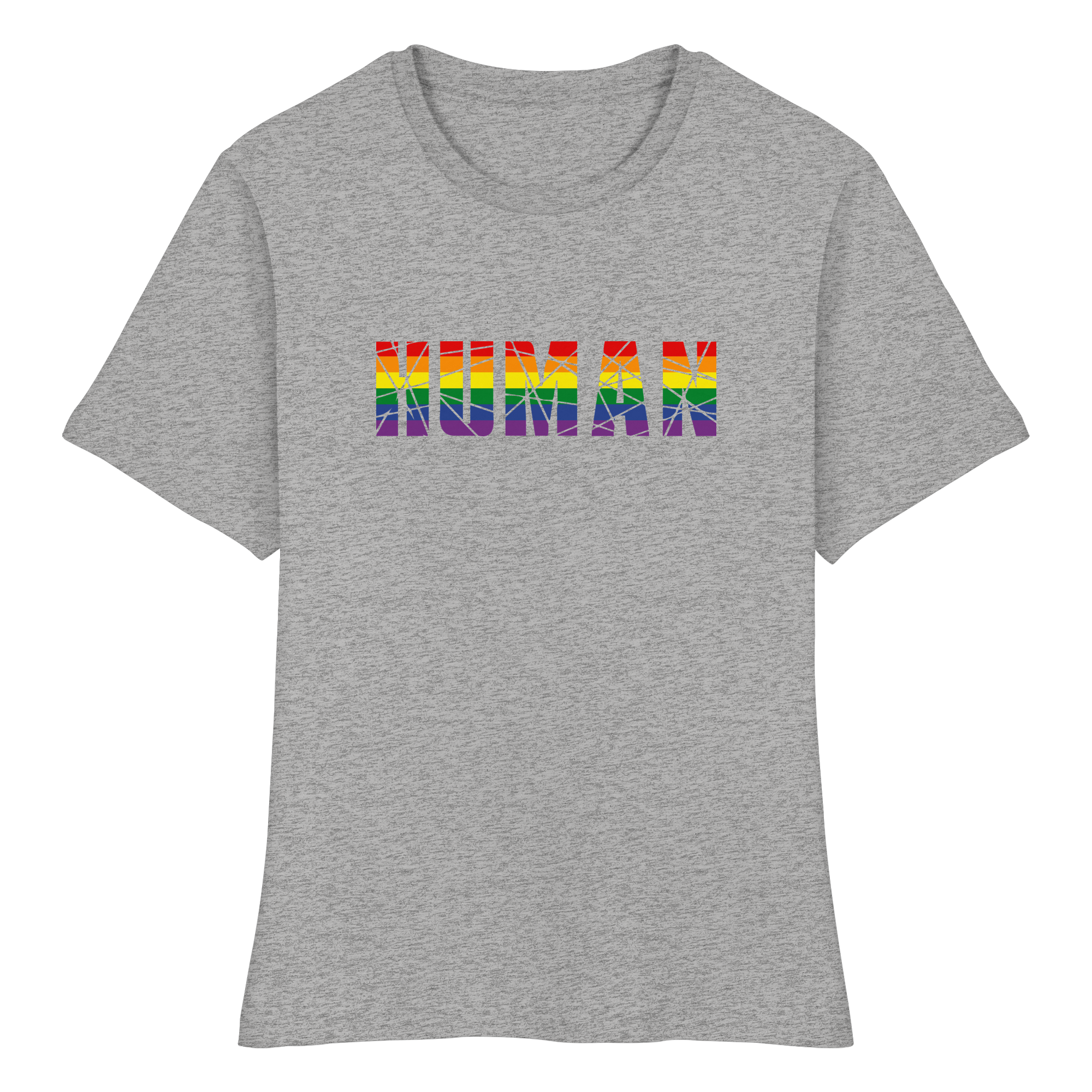 HUMAN in Regenbogen Farben - Fitted Ladies Organic Shirt