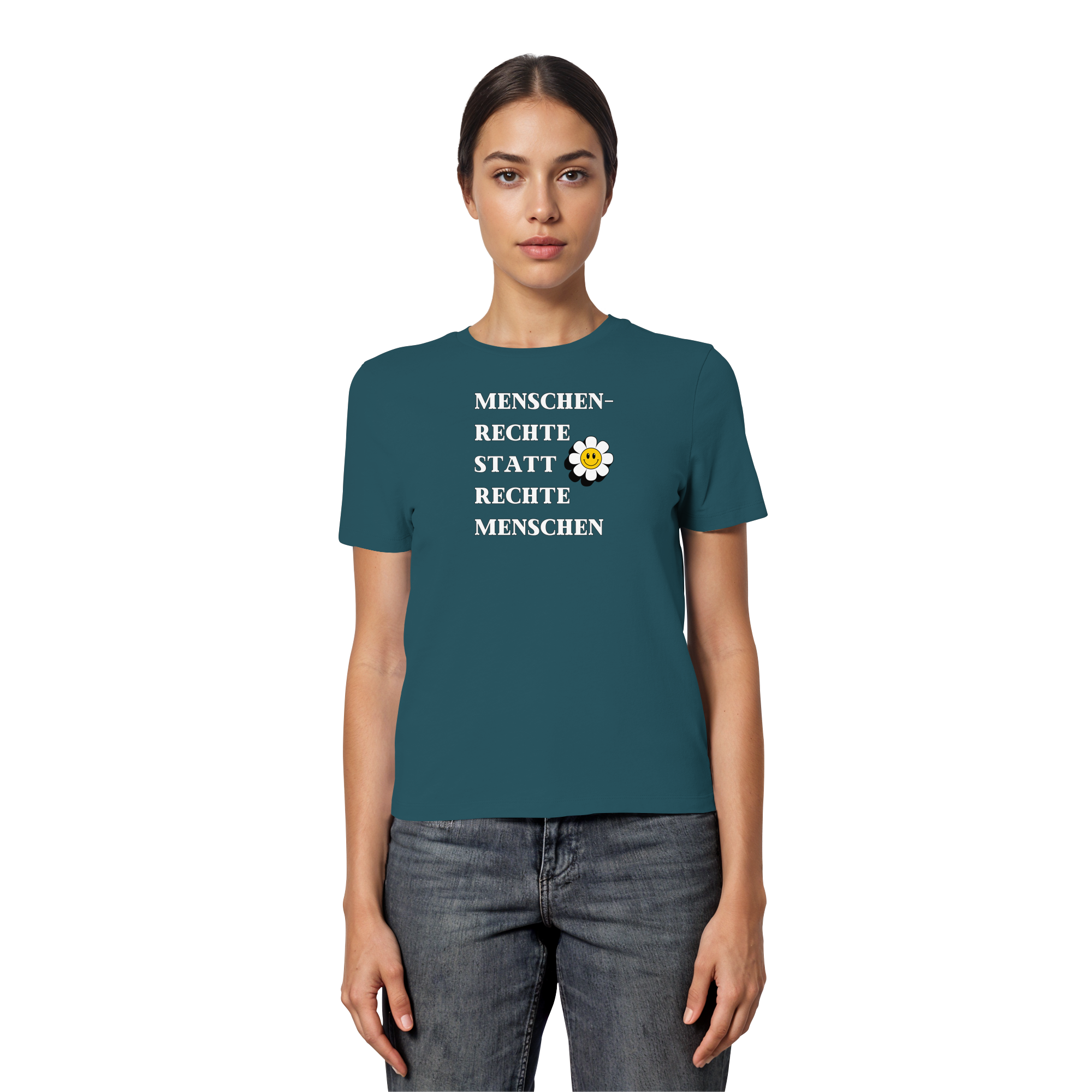 Menschenrechte statt rechte Menschen - Fitted Ladies Organic Shirt