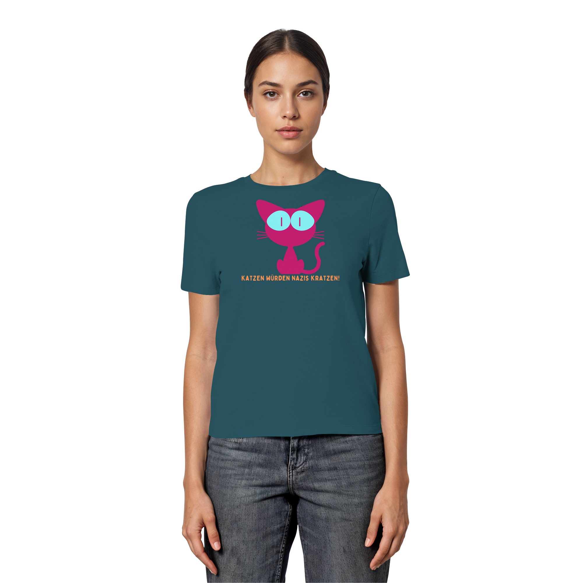 Katzen würden Nazis kratzen - Fitted Ladies Organic Shirt
