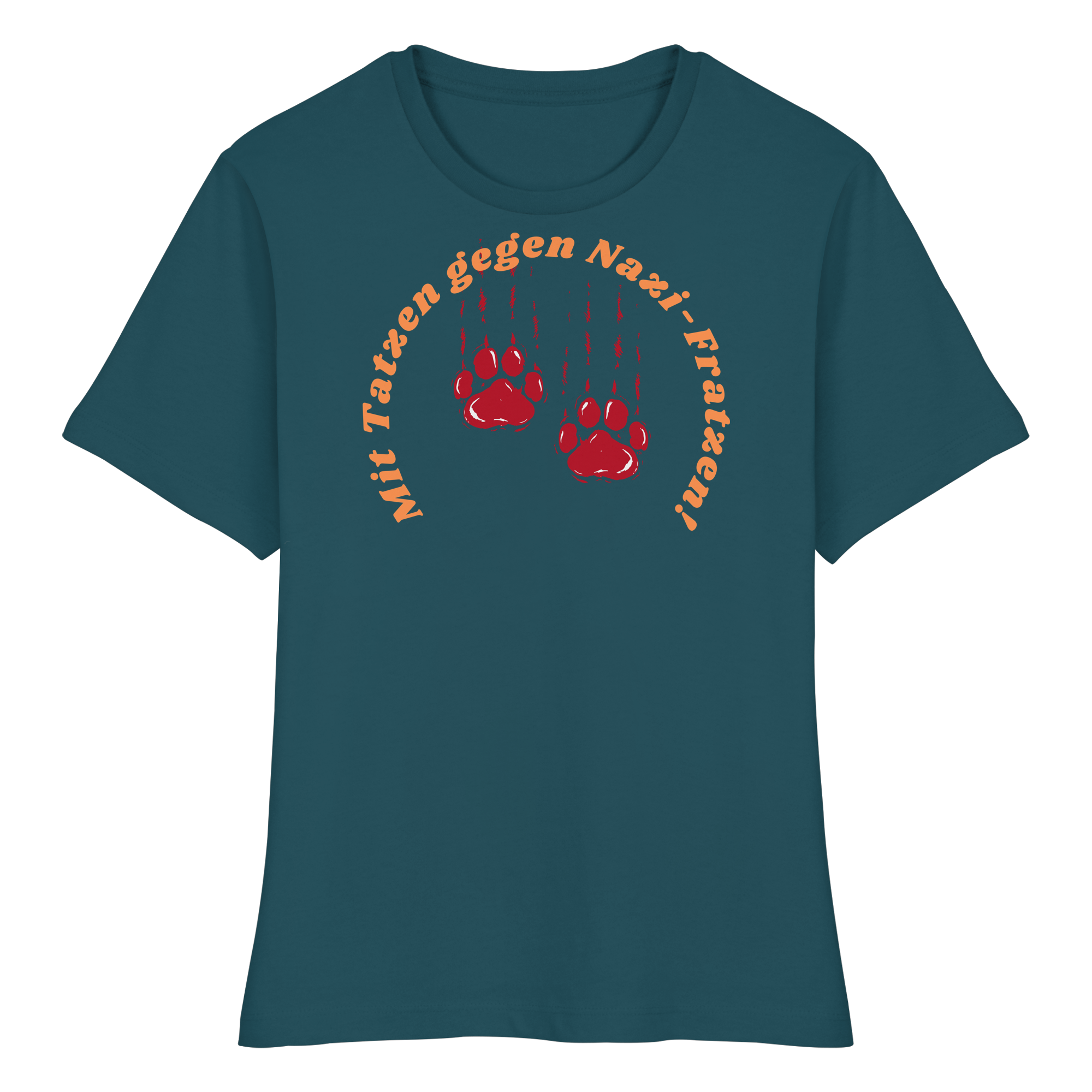 Mit Tatzen gegen Nazi Fratzen - Fitted Ladies Organic Shirt