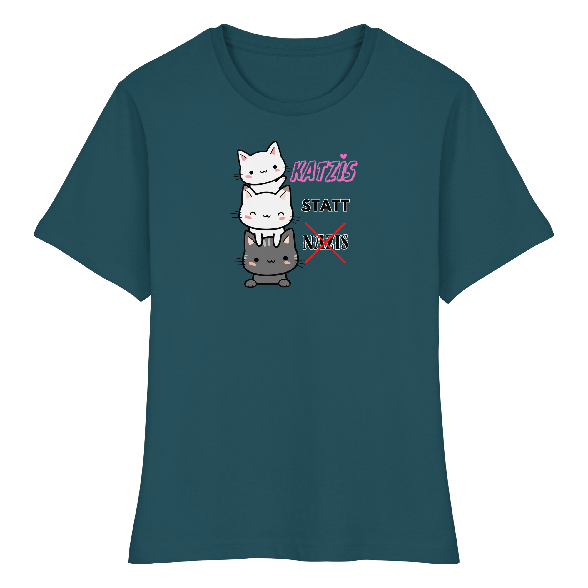 Katzis statt Nazis - Fitted Ladies Organic Shirt