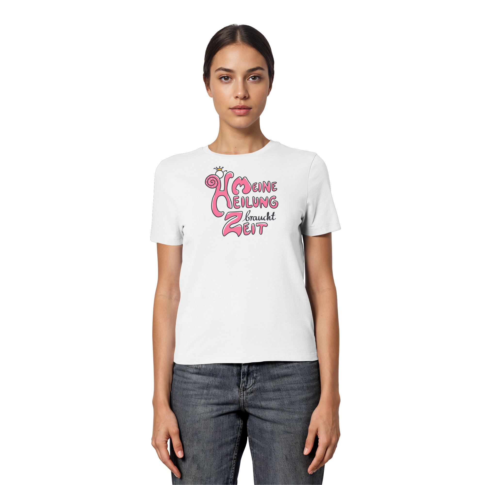 Meine Heilung braucht Zeit "Pinke Edition" - Fitted Ladies Organic Shirt
