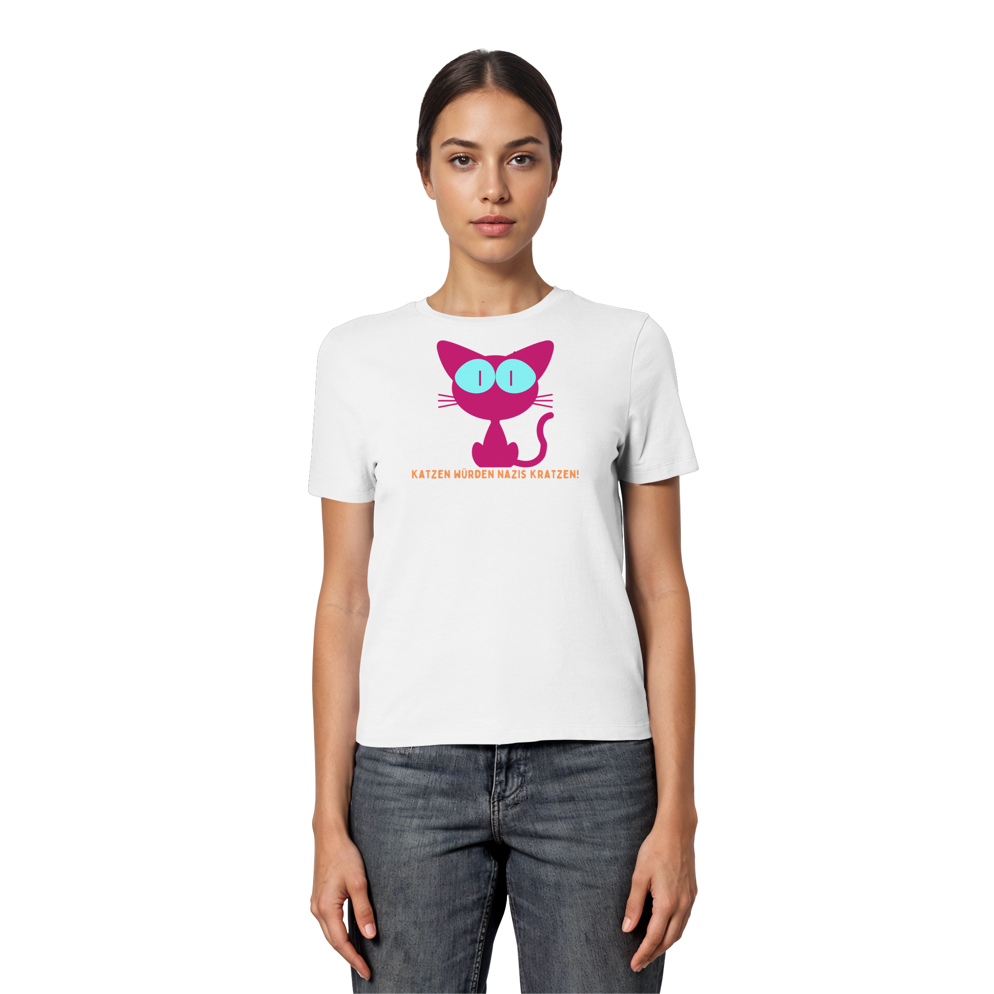 Katzen würden Nazis kratzen - Fitted Ladies Organic Shirt