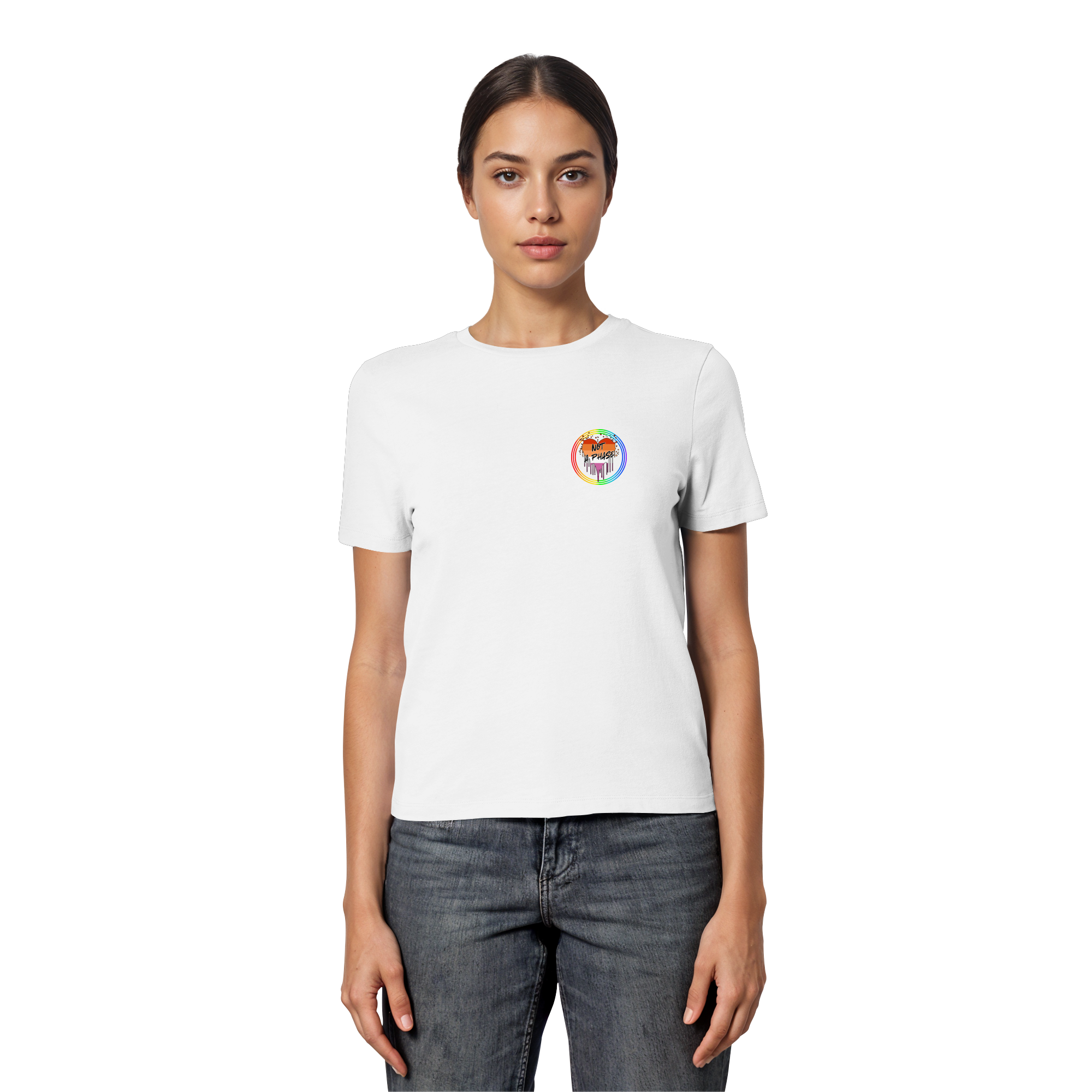Lesbian Not a Phase "Regenbogenkreis Edition" - Fitted Ladies Organic Shirt