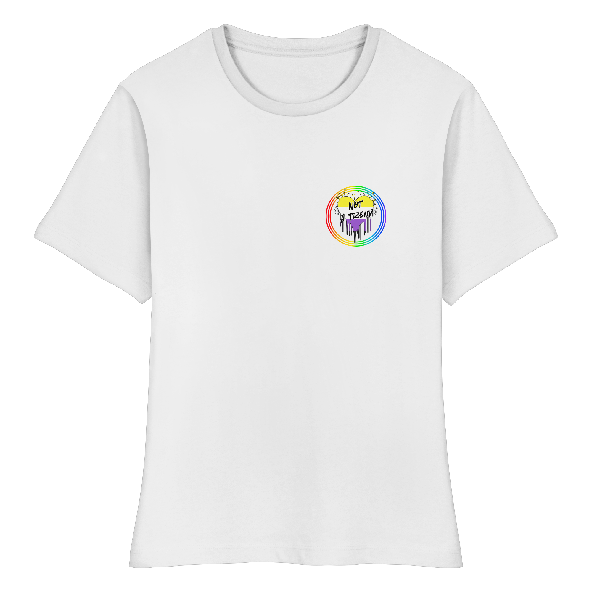 Nonbinary Not a Trend "Regenbogenkreis Edition" - Fitted Ladies Organic Shirt