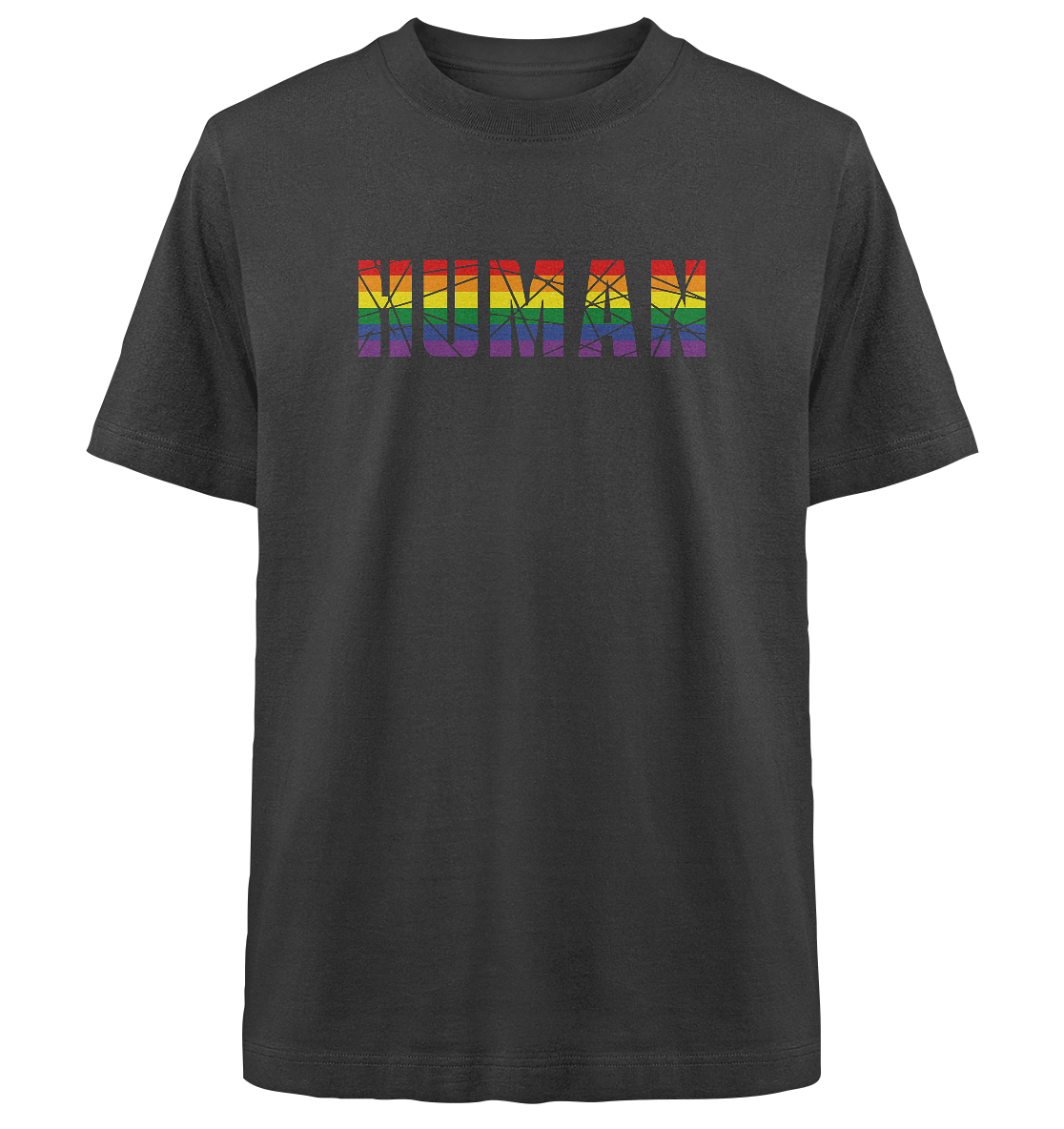HUMAN in Regenbogen Farben - Heavy Oversized Organic Shirt