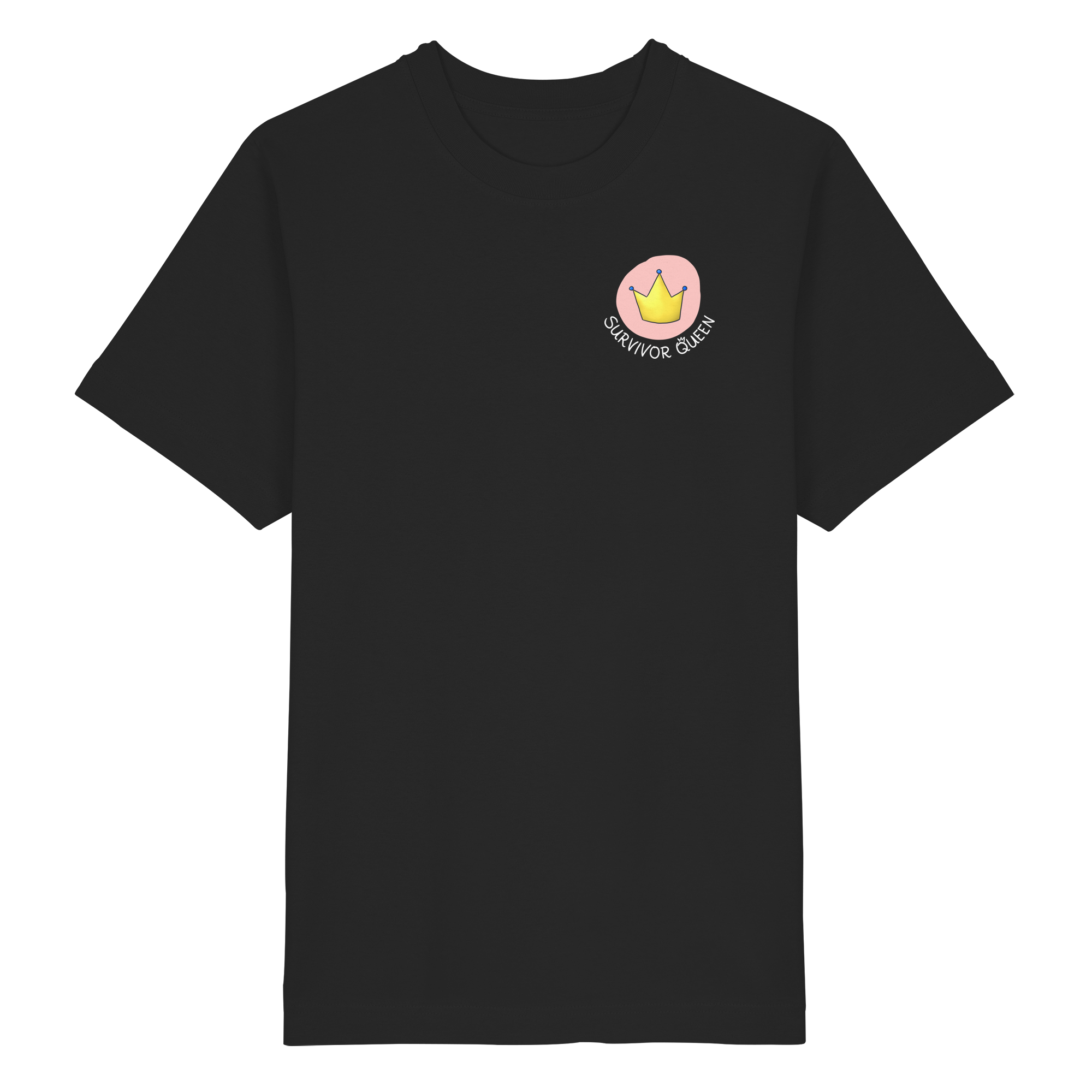Survivor Queens Logo mit "Mein Körper gehört mir" Backprint (dunkel) - Heavy Oversized Organic Shirt