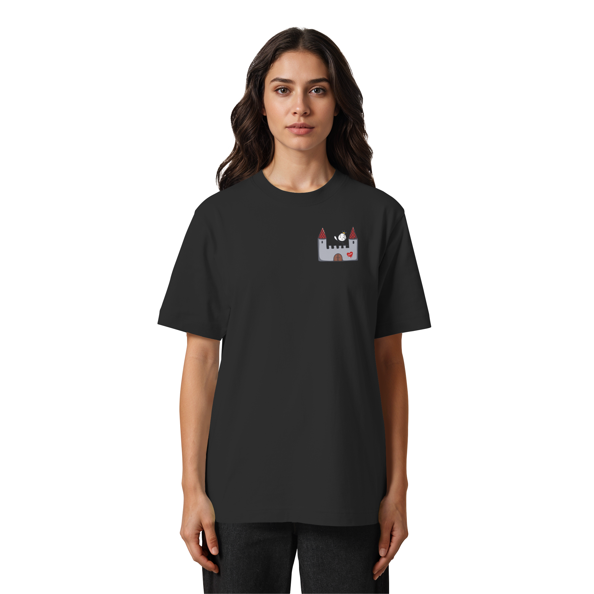 Seelenmännchen "Schloss Edition" Brustprint (dunkel) - Heavy Oversized Organic Shirt