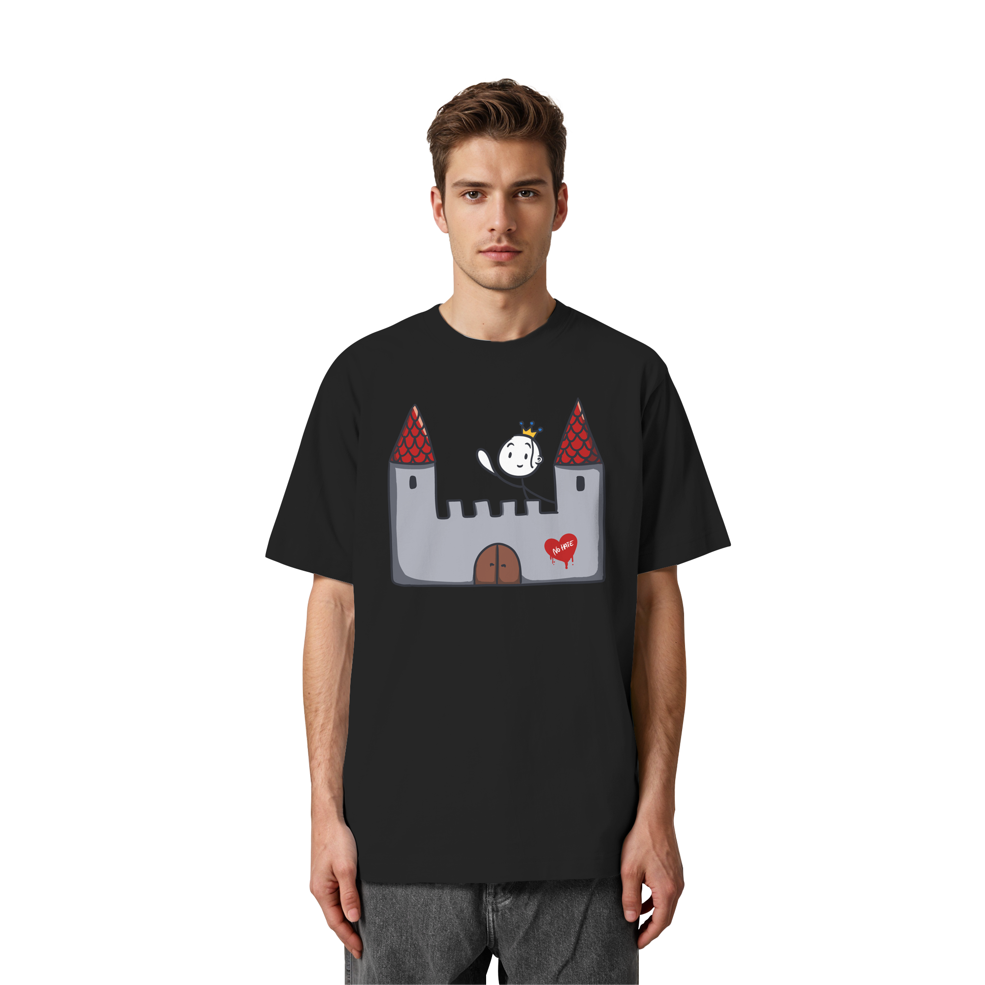 Seelenmännchen "Schloss Edition" Frontprint (dunkel) - Heavy Oversized Organic Shirt
