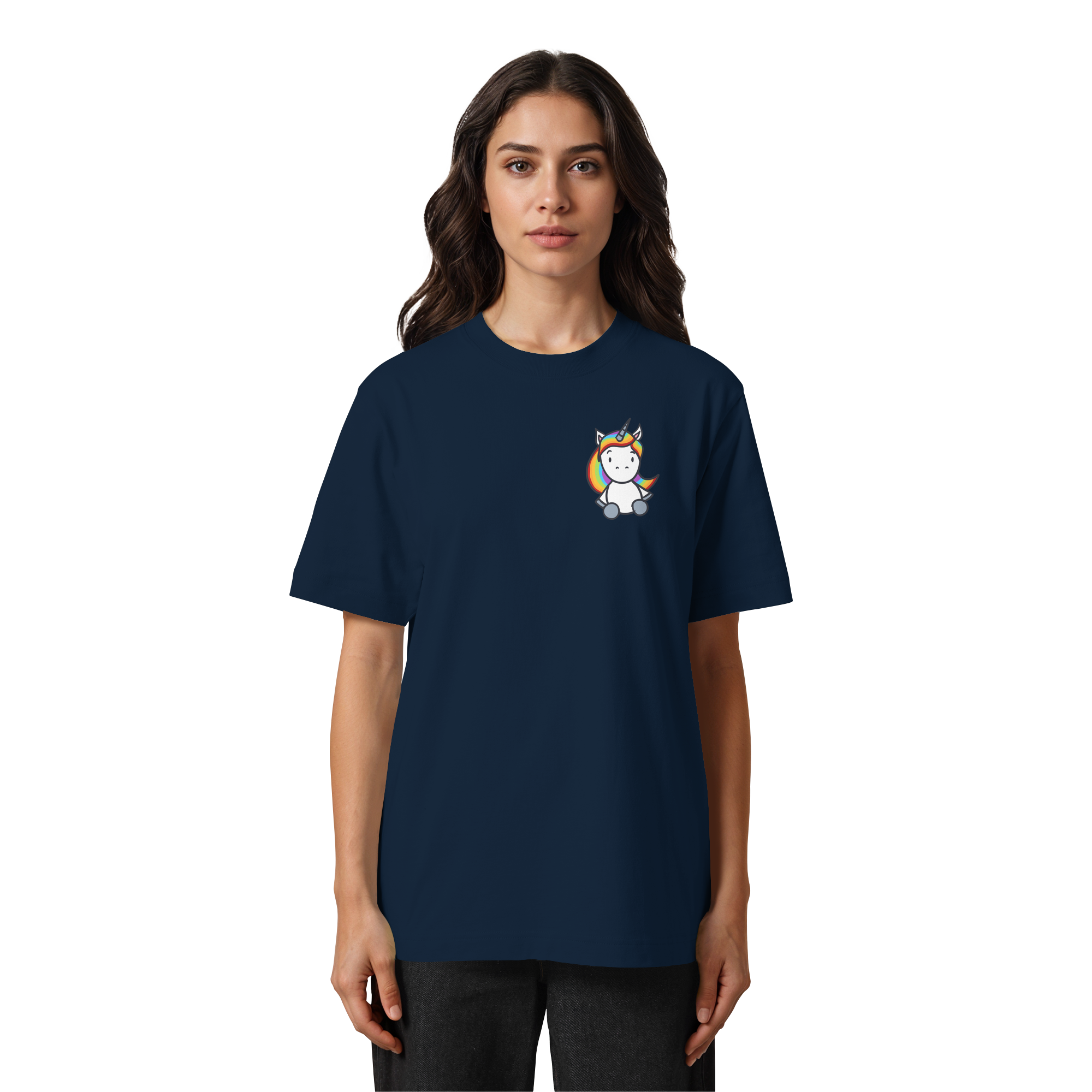 Schwarz Weiß wird Regenbogen Farben Backprint (dunkel) - Heavy Oversized Organic Shirt