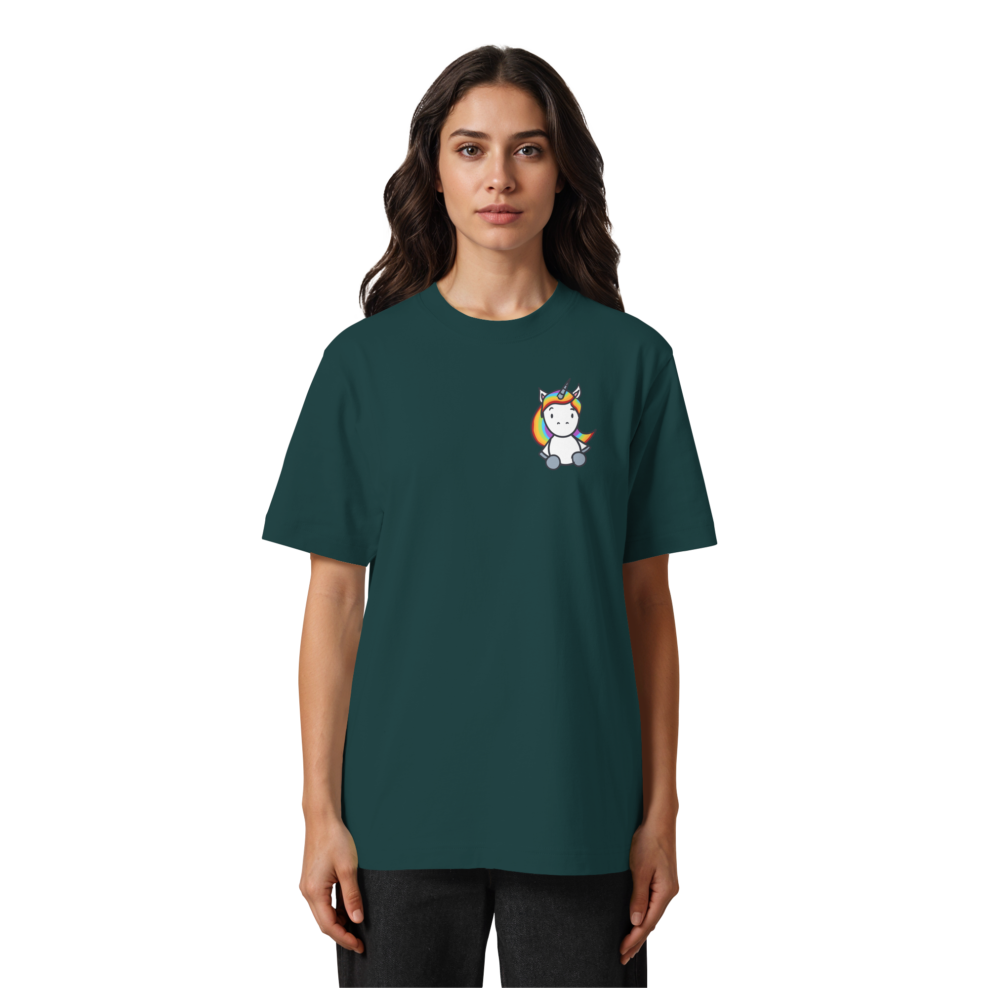 Schwarz Weiß wird Regenbogen Farben Backprint (dunkel) - Heavy Oversized Organic Shirt