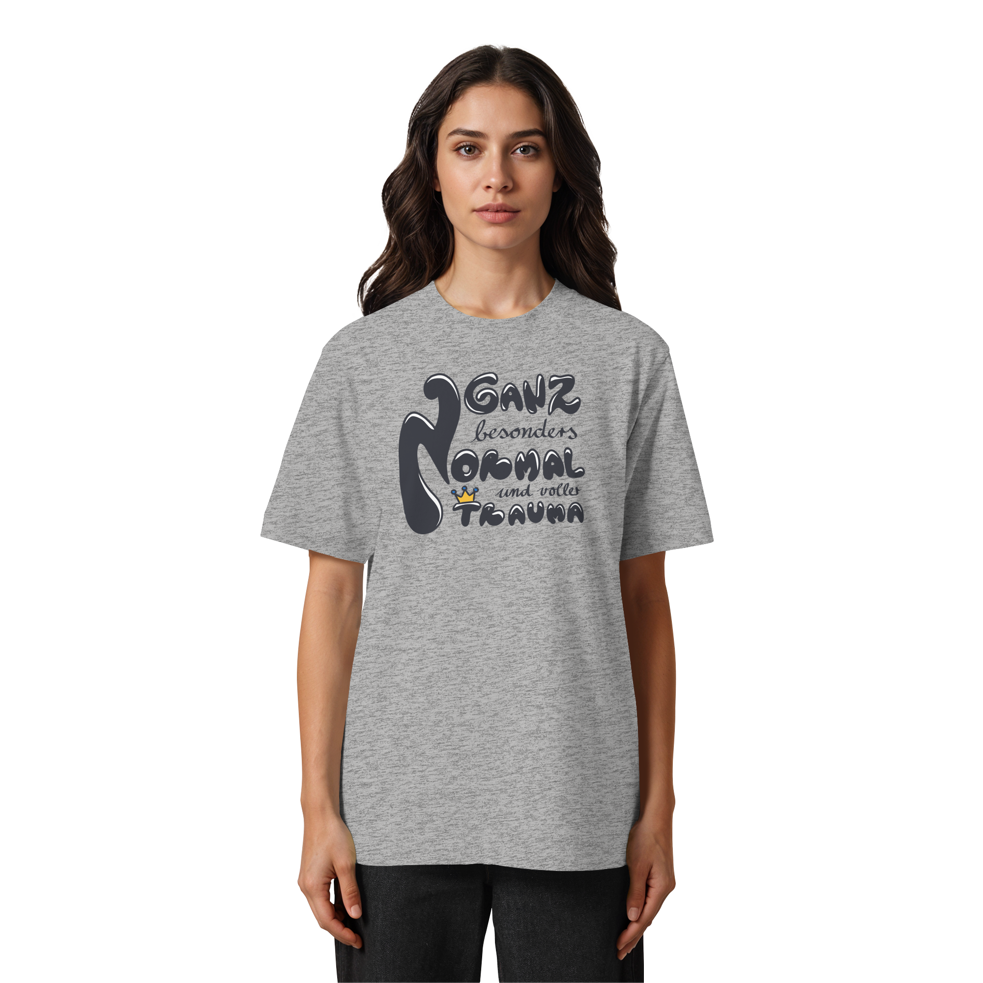 Ganz besonders Normal und voller Trauma "Schwarze Edition" - Heavy Oversized Organic Shirt