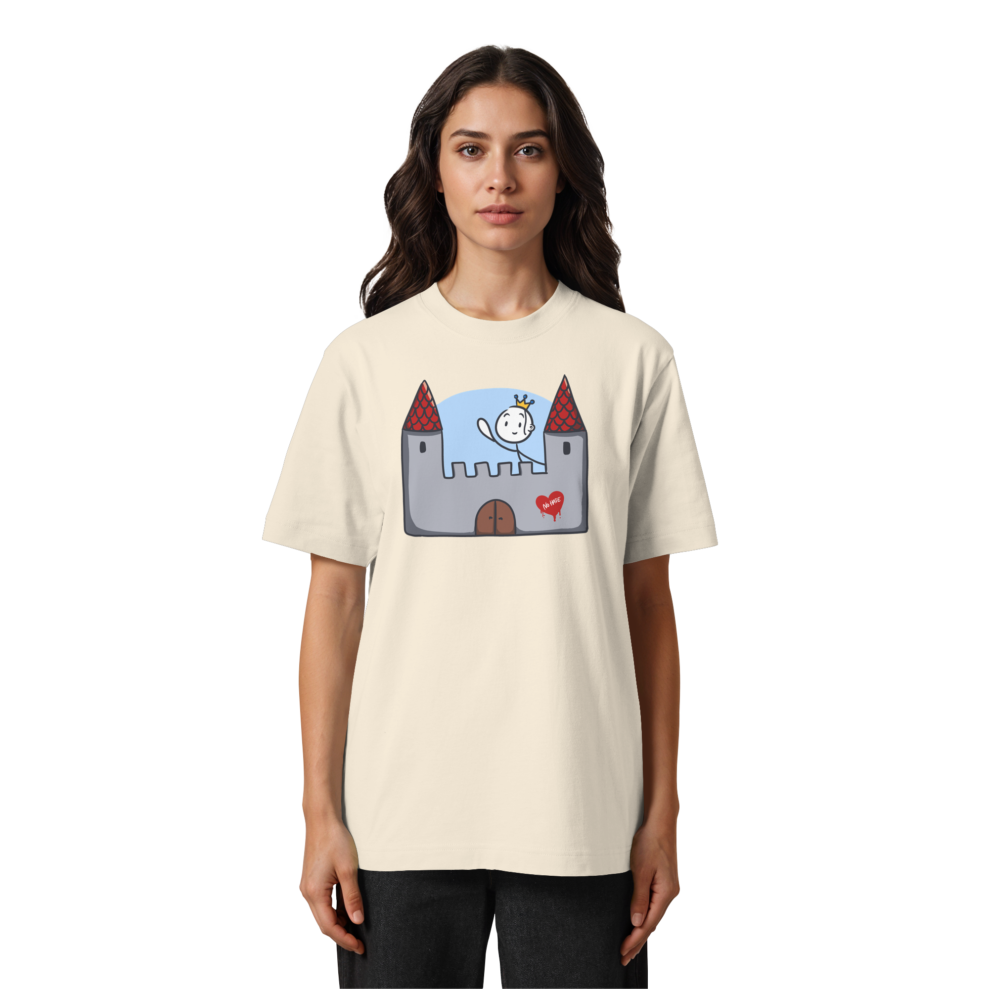 Seelenmännchen "Schloss Edition" Frontprint (hell) - Heavy Oversized Organic Shirt