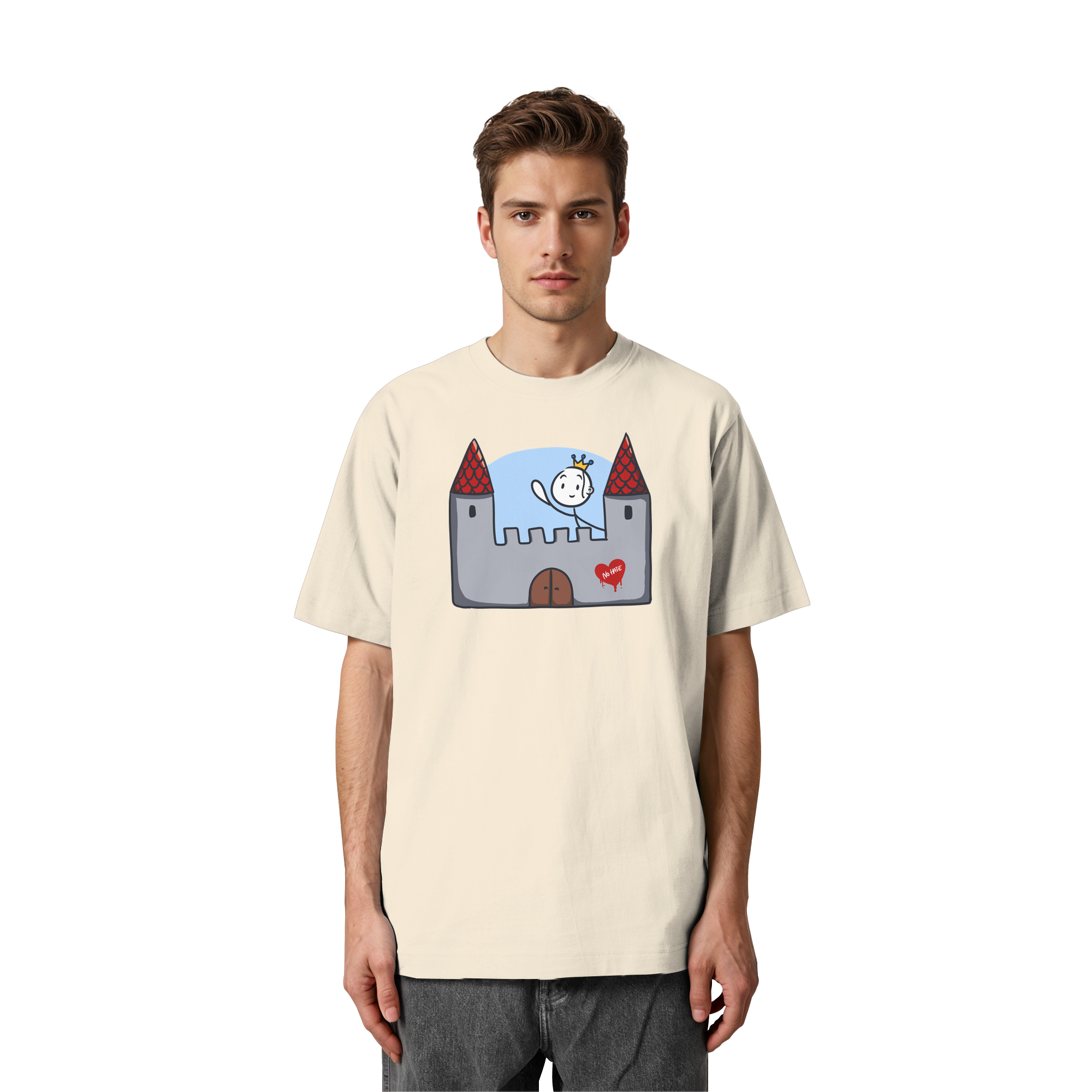 Seelenmännchen "Schloss Edition" Frontprint (hell) - Heavy Oversized Organic Shirt