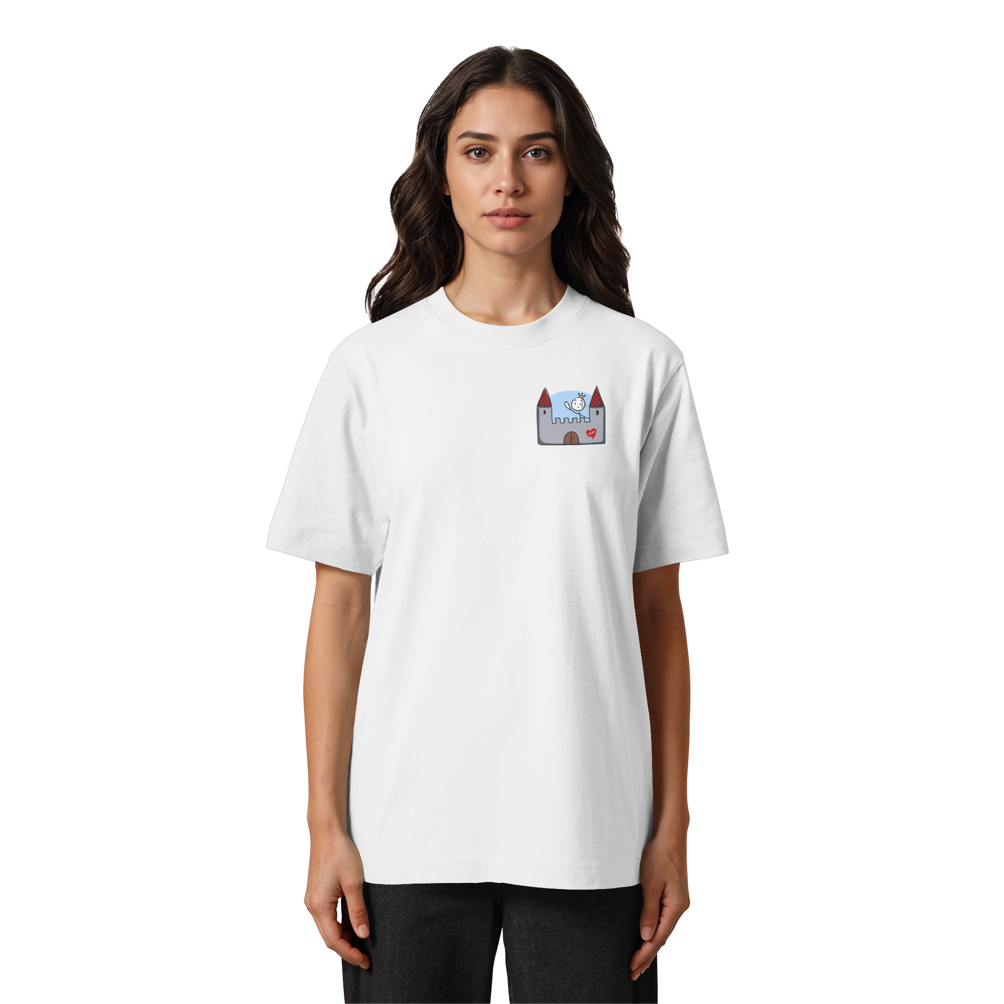 Seelenmännchen "Schloss Edition" Brustprint (hell) - Heavy Oversized Organic Shirt