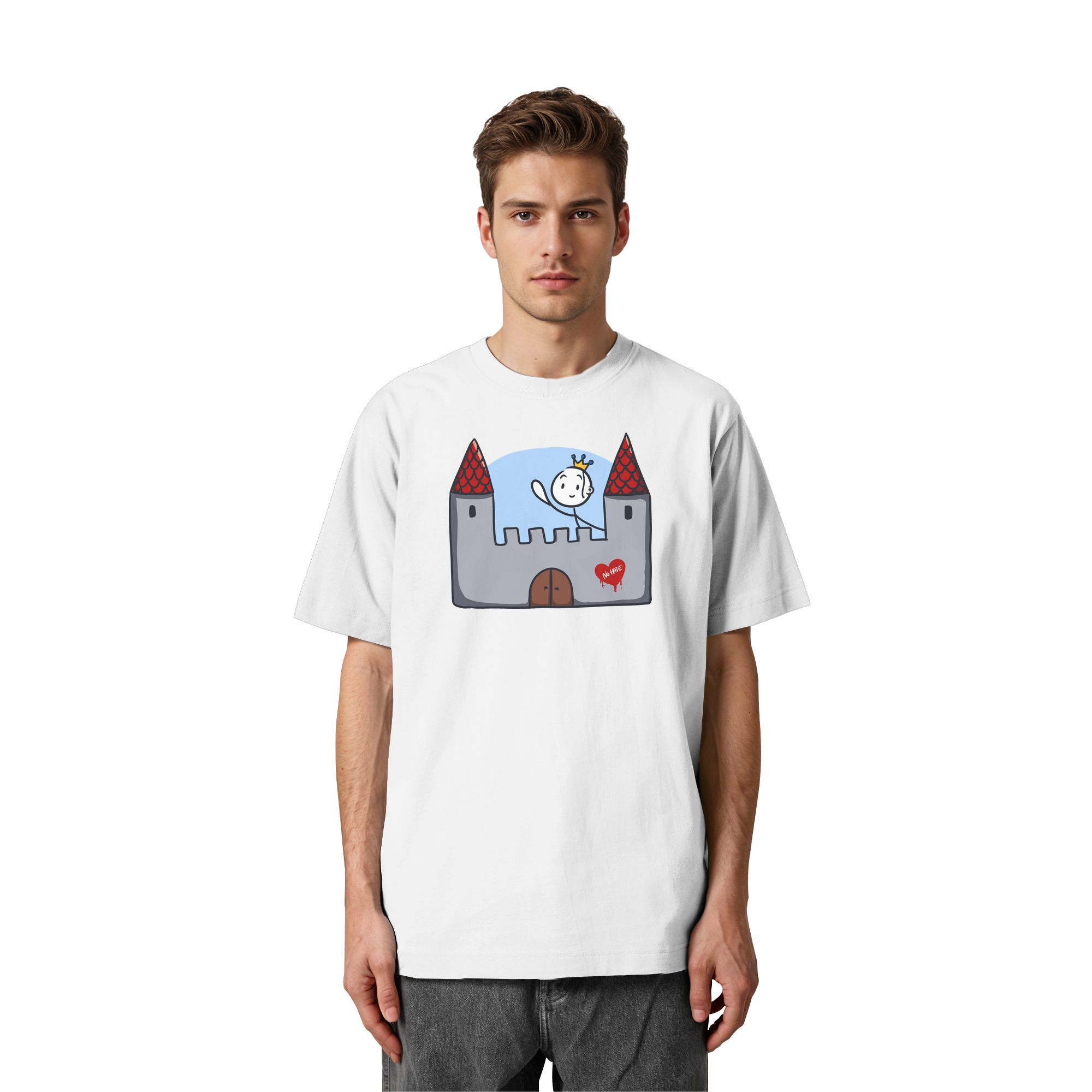 Seelenmännchen "Schloss Edition" Frontprint (hell) - Heavy Oversized Organic Shirt