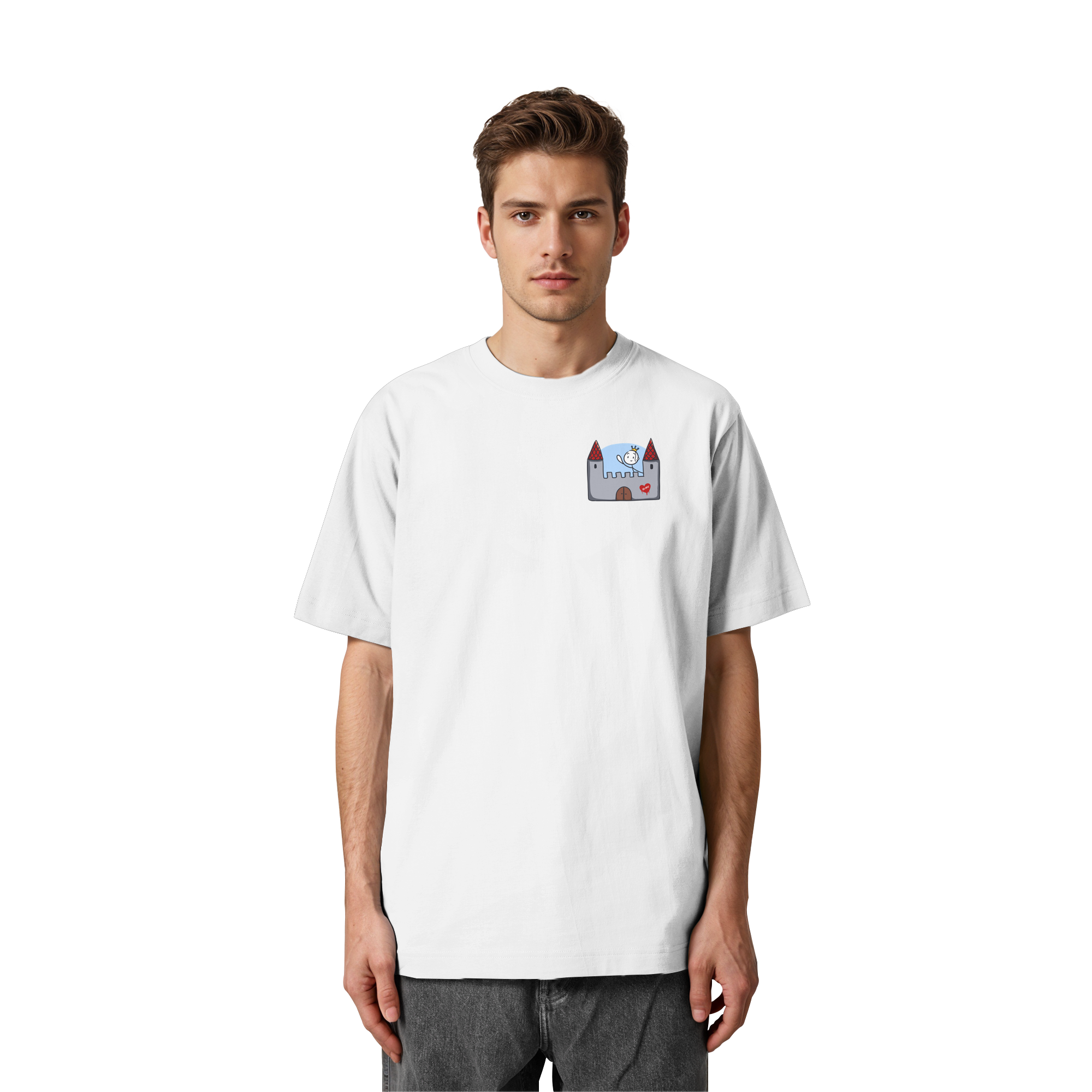 Seelenmännchen "Schloss Edition" Brustprint (hell) - Heavy Oversized Organic Shirt