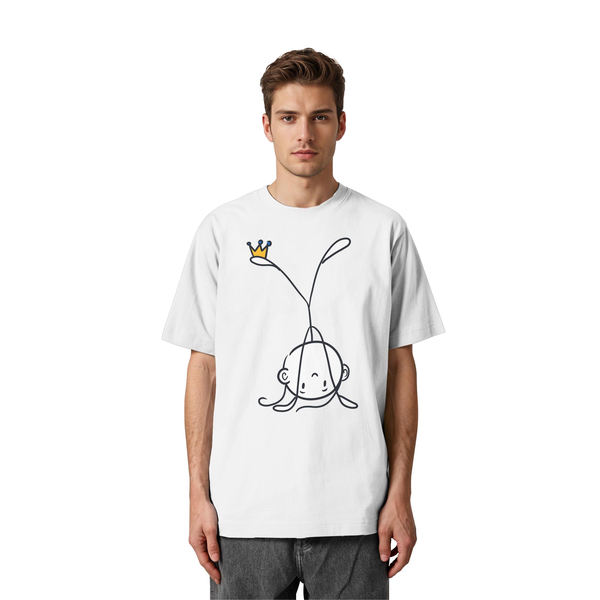 Seelenmännchen "Handstand Edition" Frontprint (hell) - Heavy Oversized Organic Shirt