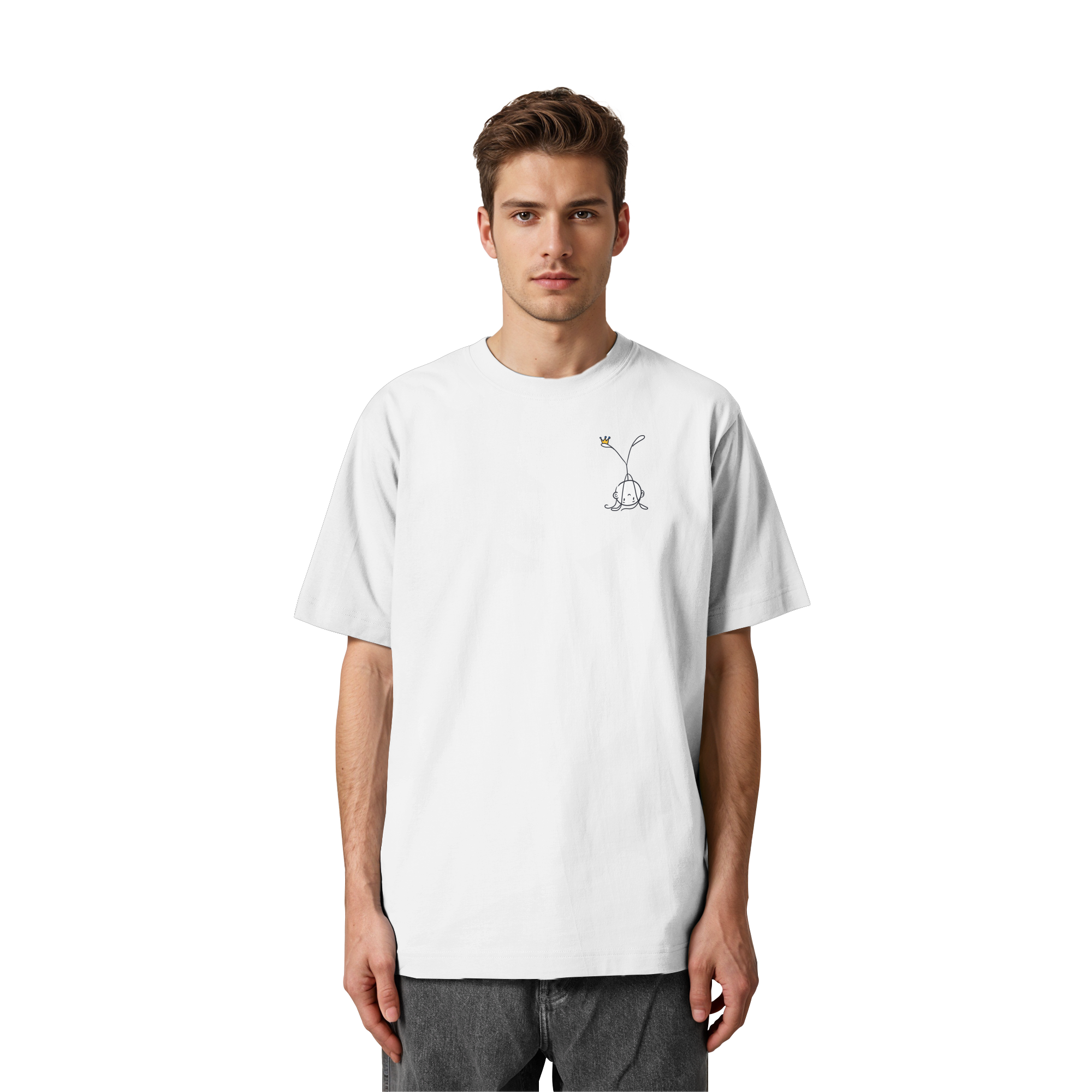 Seelenmännchen "Handstand Edition" Brustprint (hell) - Heavy Oversized Organic Shirt