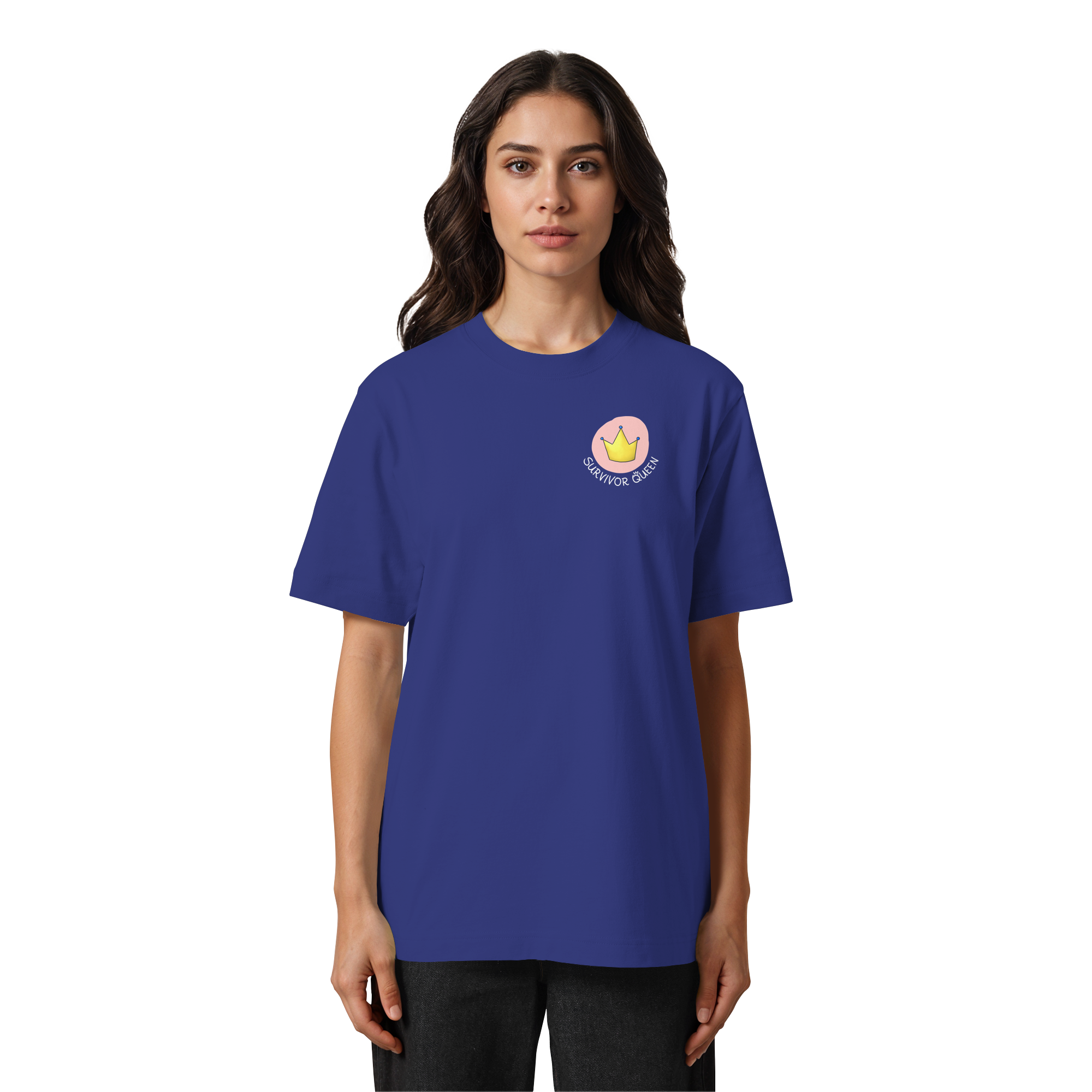 Survivor Queens Logo "Schriftzug Edition" Brustprint (dunkel) - Heavy Oversized Organic Shirt