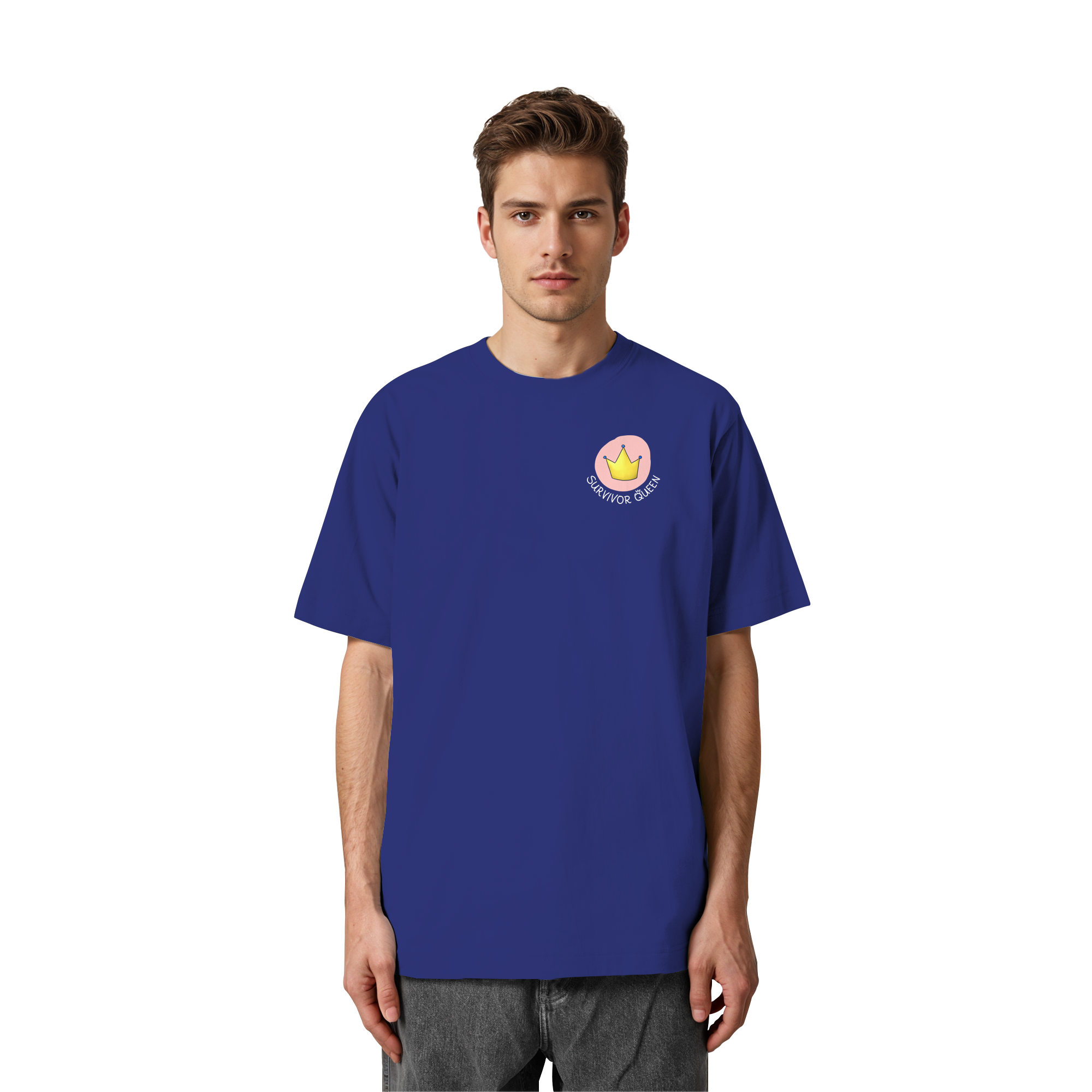 Survivor Queens Logo "Schriftzug Edition" Brustprint (dunkel) - Heavy Oversized Organic Shirt