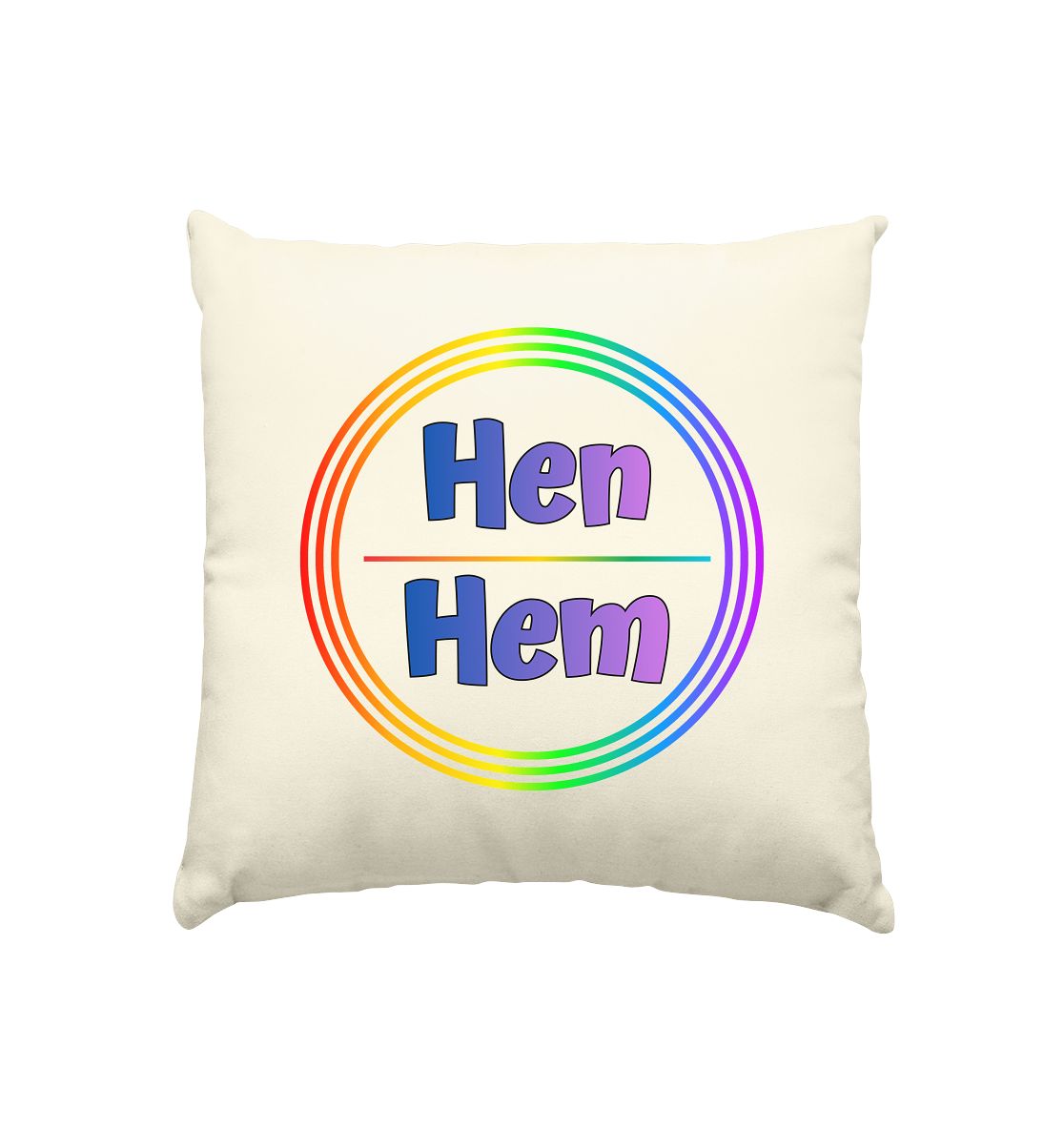 Hen/Hem Pronomen Regenbogenkreis - Kissen natur 40x40cm