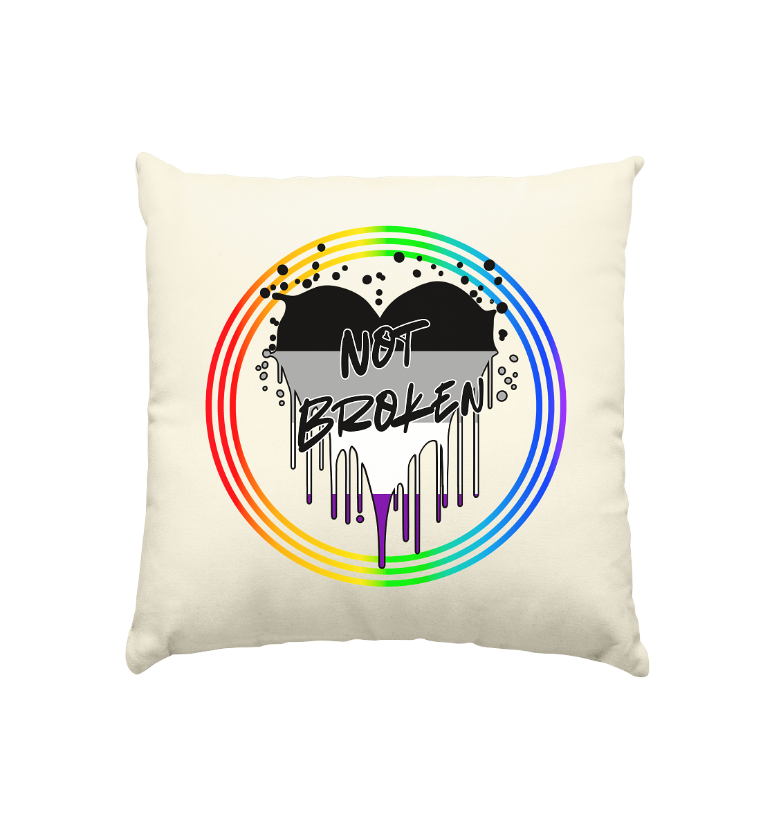 Asexual Not Broken "Regenbogenkreis Edition" - Kissen natur 40x40cm