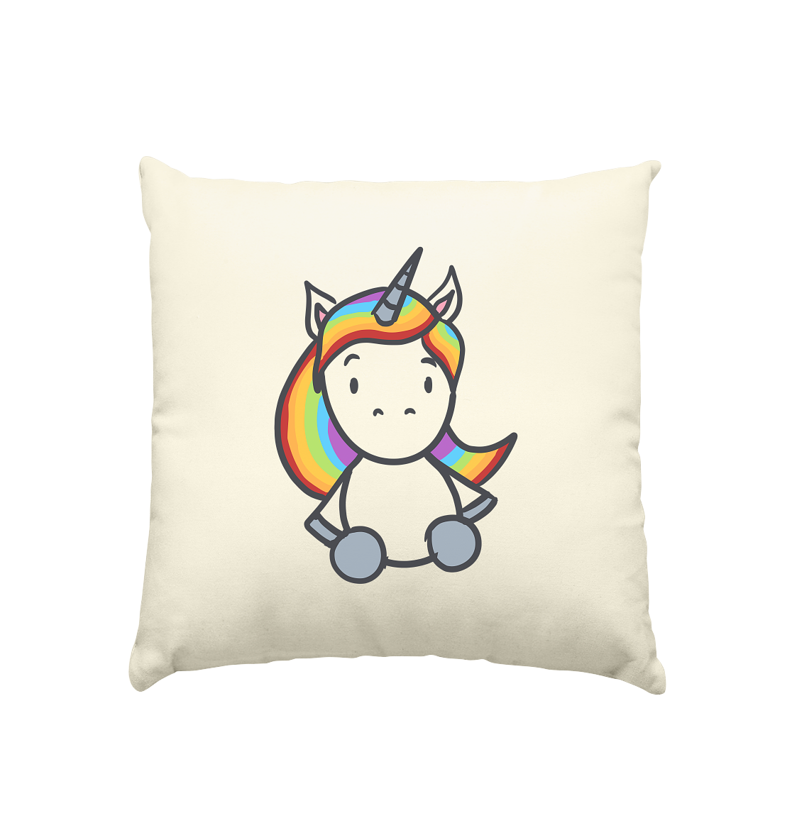 Einhorn mit Regenbogen Haaren - Kissen natur 40x40cm