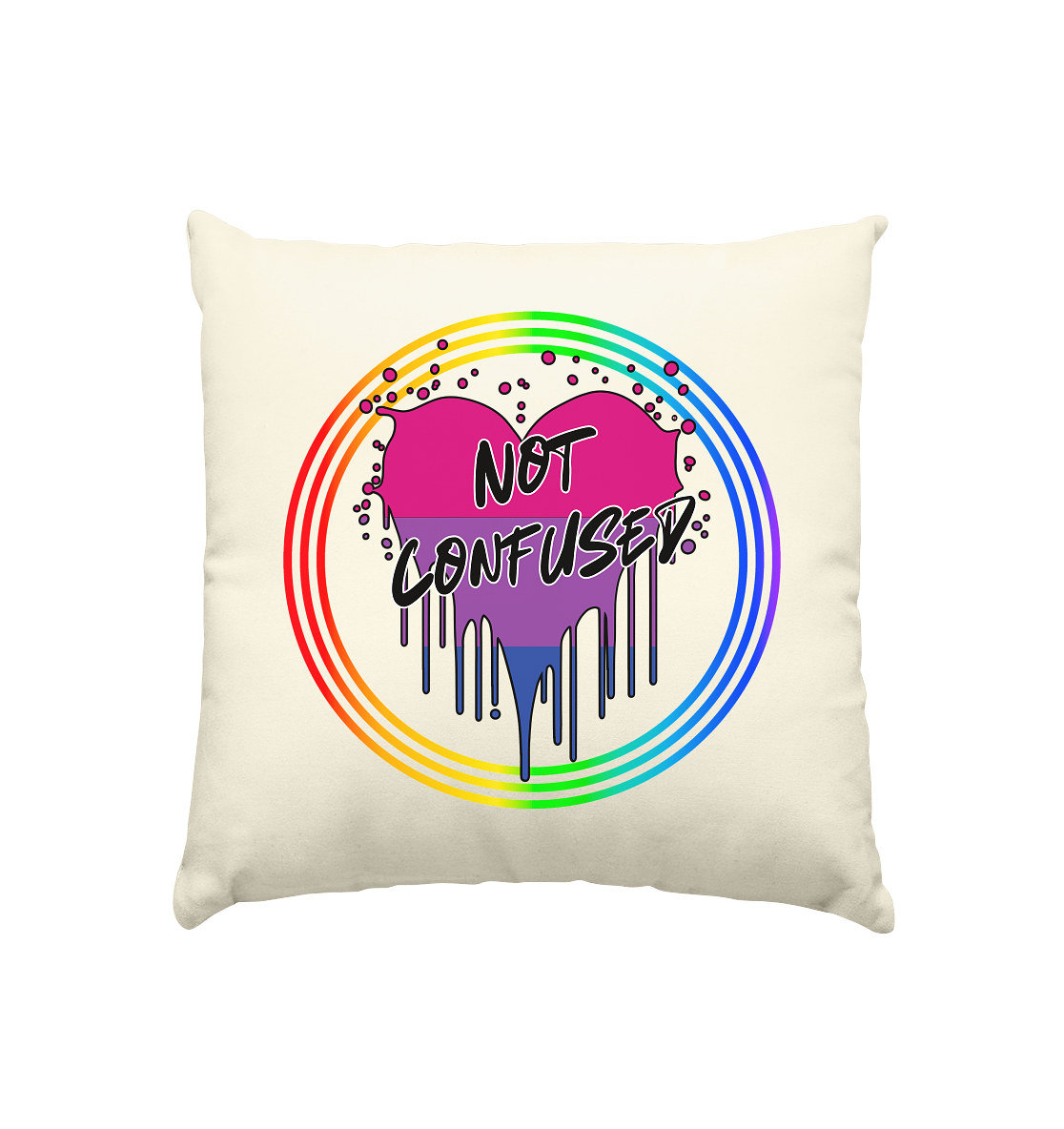 Bisexual Not Confused "Regenbogenkreis Edition" - Kissen natur 40x40cm