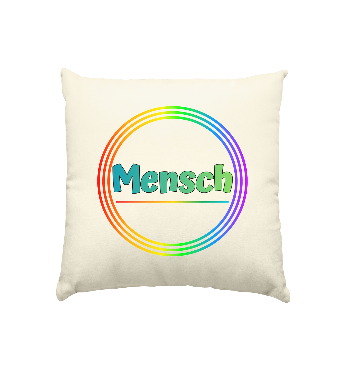 Mensch Pronomen Regenbogenkreis - Kissen natur 40x40cm