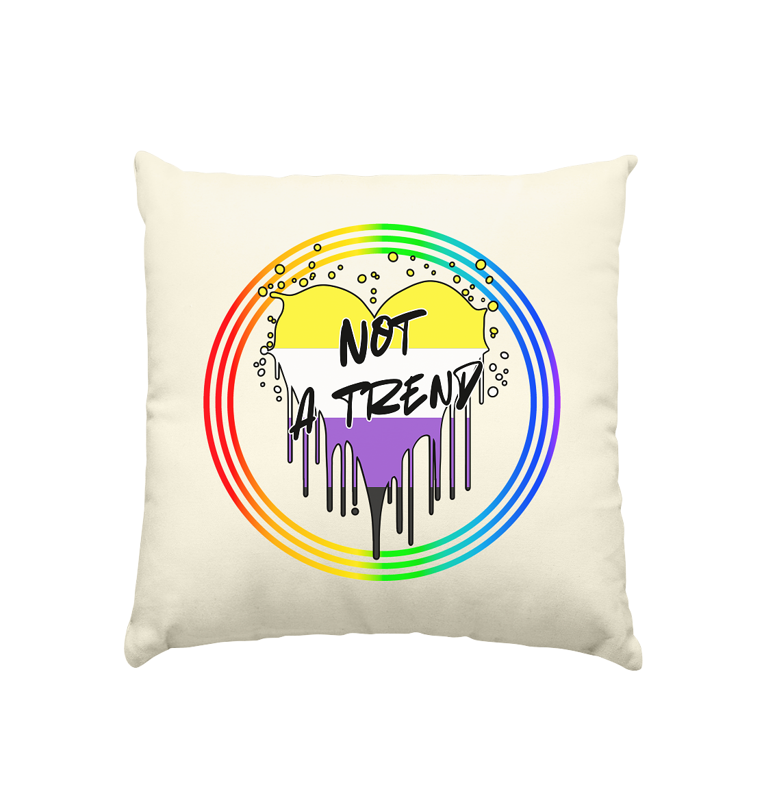 Nonbinary Not a Trend "Regenbogenkreis Edition" - Kissen natur 40x40cm