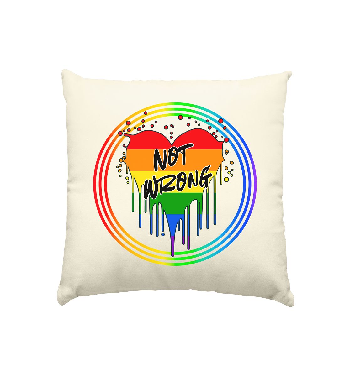 Queer Not Wrong "Regenbogenkreis Edition" - Kissen natur 40x40cm