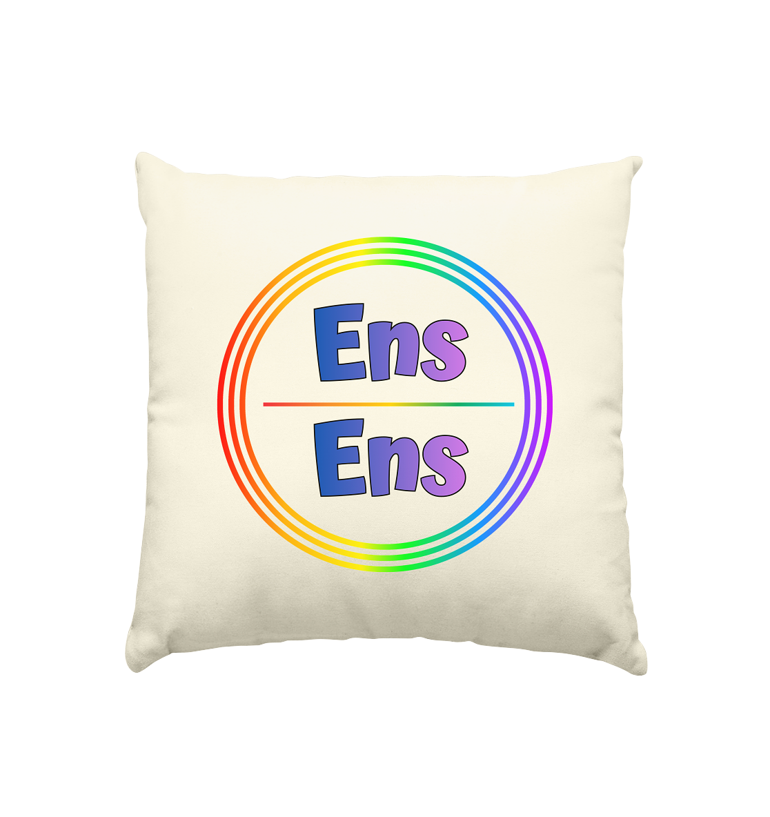 Ens/Ens Pronomen Regenbogenkreis - Kissen natur 40x40cm