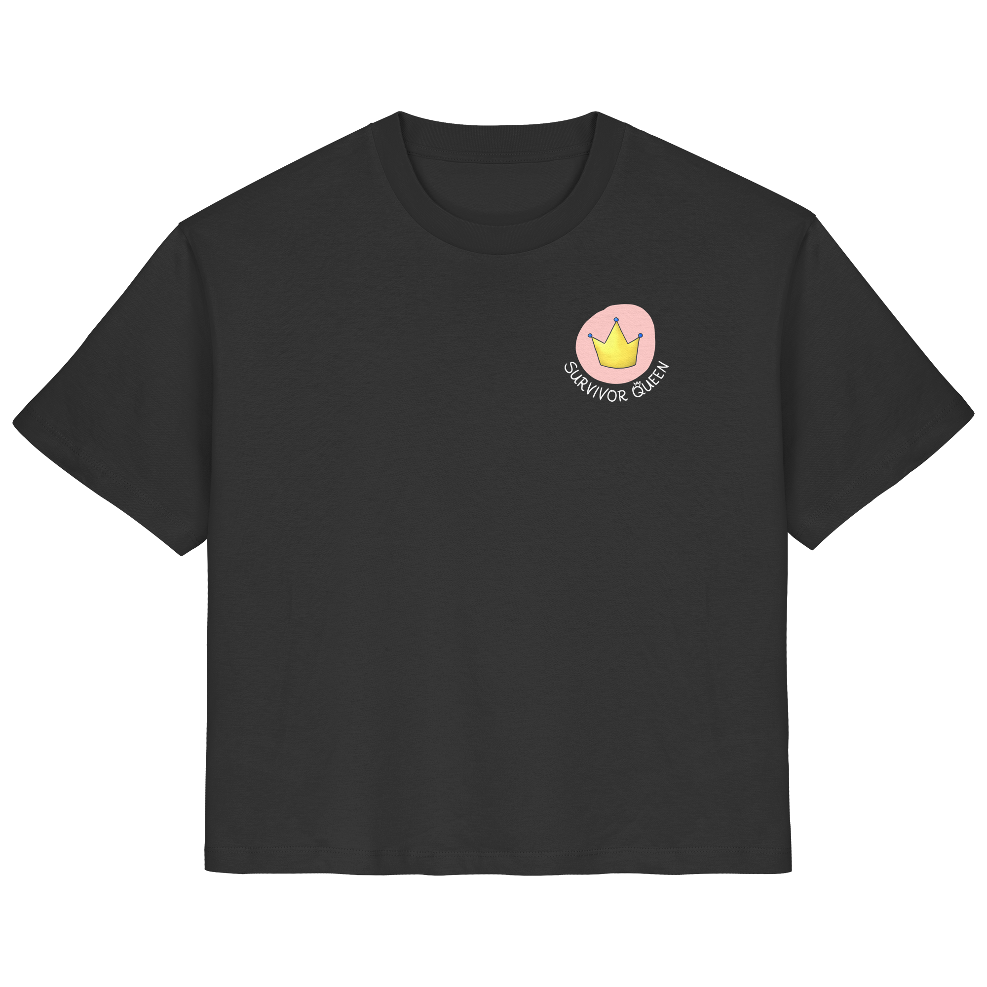 Survivor Queens Logo mit "Mein Körper gehört mir" Backprint (dunkel) - Ladies Organic Shirt