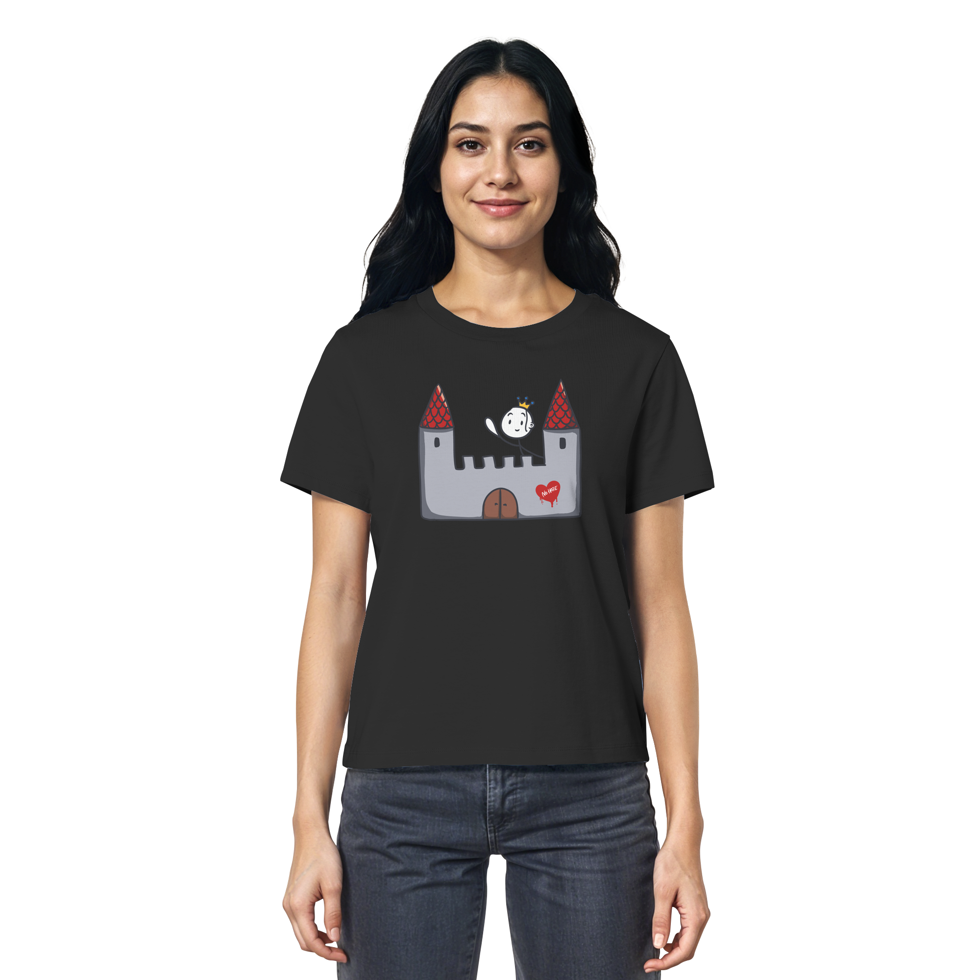 Seelenmännchen "Schloss Edition" Frontprint (dunkel) - Ladies Organic Shirt