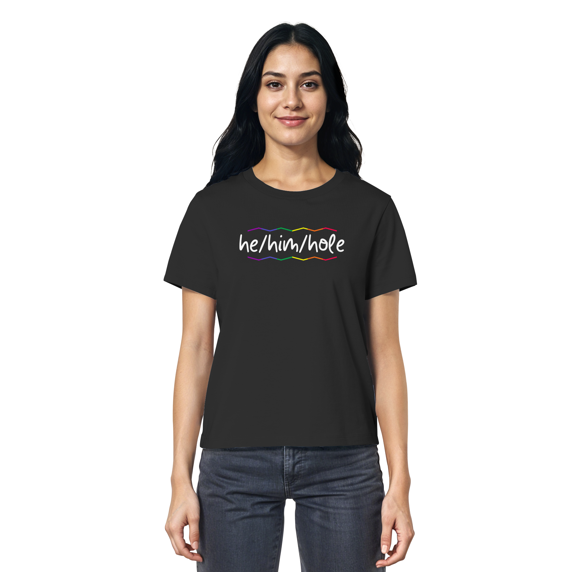 he/him/hole "Pride Waves Edition" - Ladies Organic Shirt