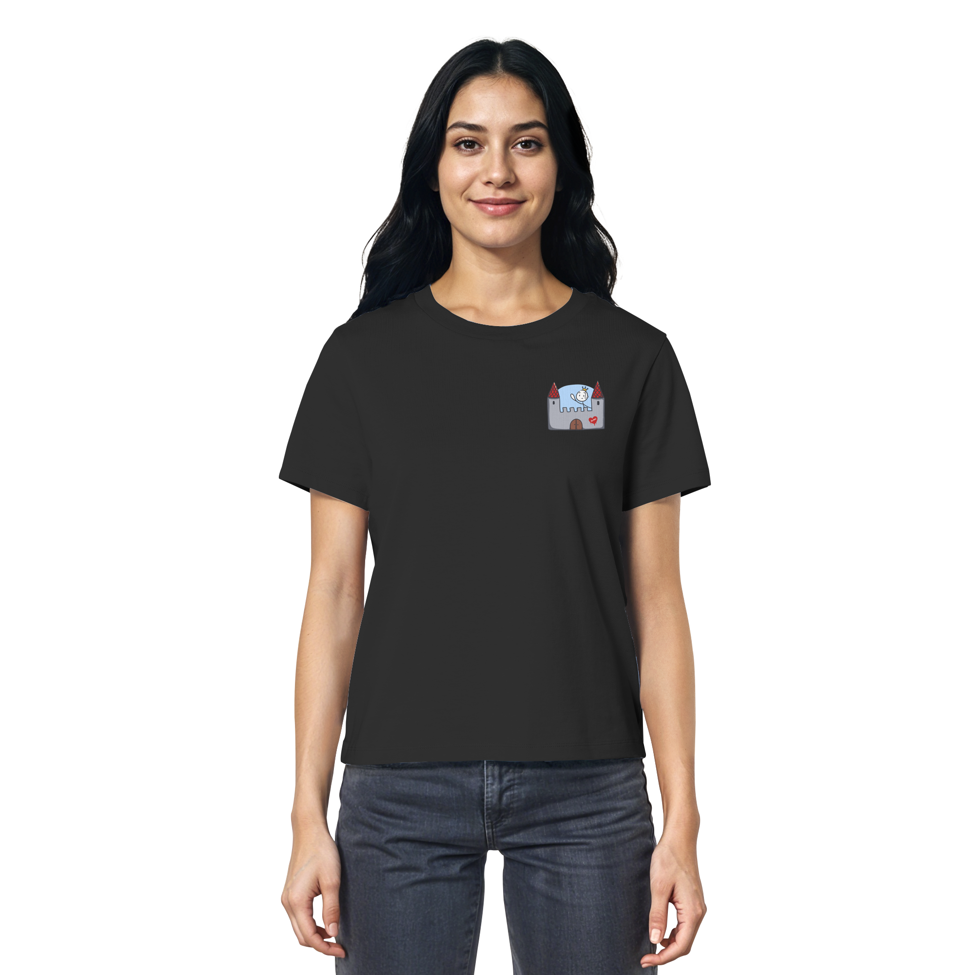 Hier und jetzt bin ich in Sicherheit "Bunte Edition" Backprint - Ladies Organic Shirt
