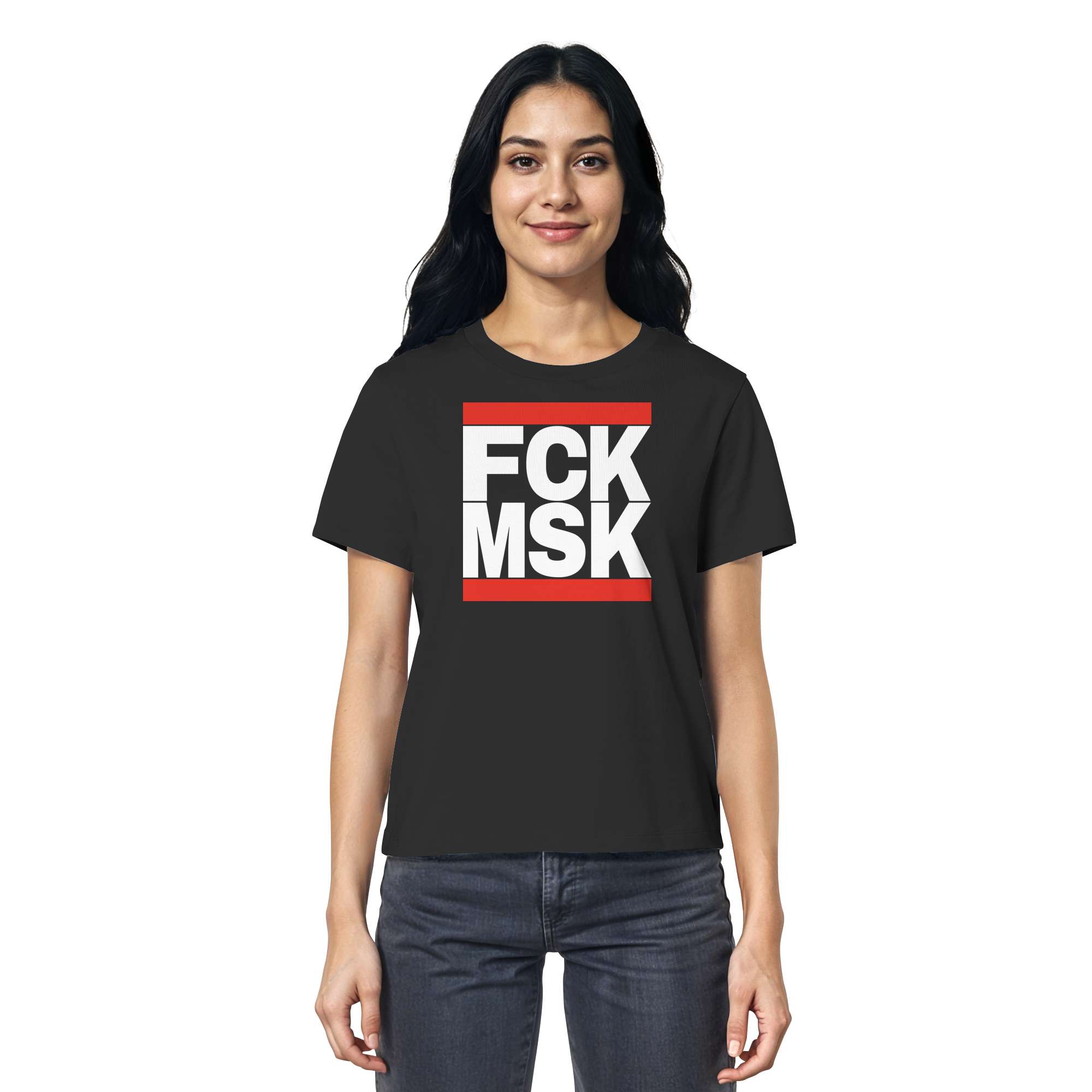 FCK MSK (weiße Schrift) - Ladies V-Neck Shirt