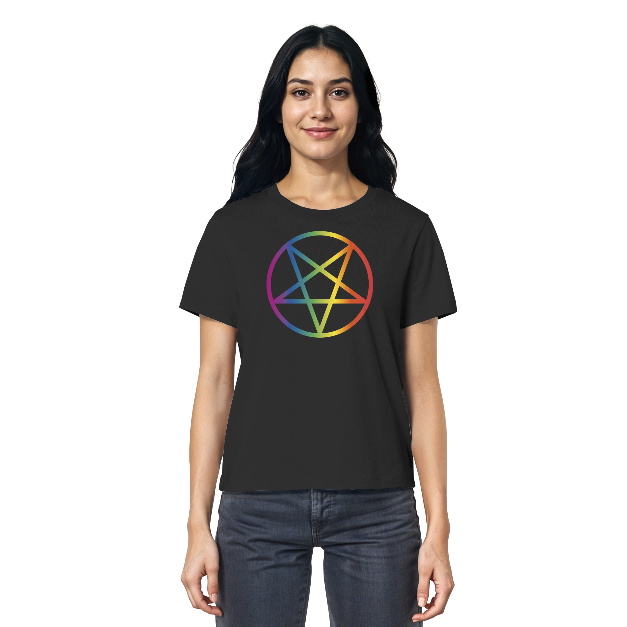 Regenbogen Pentagramm - Ladies Organic Shirt