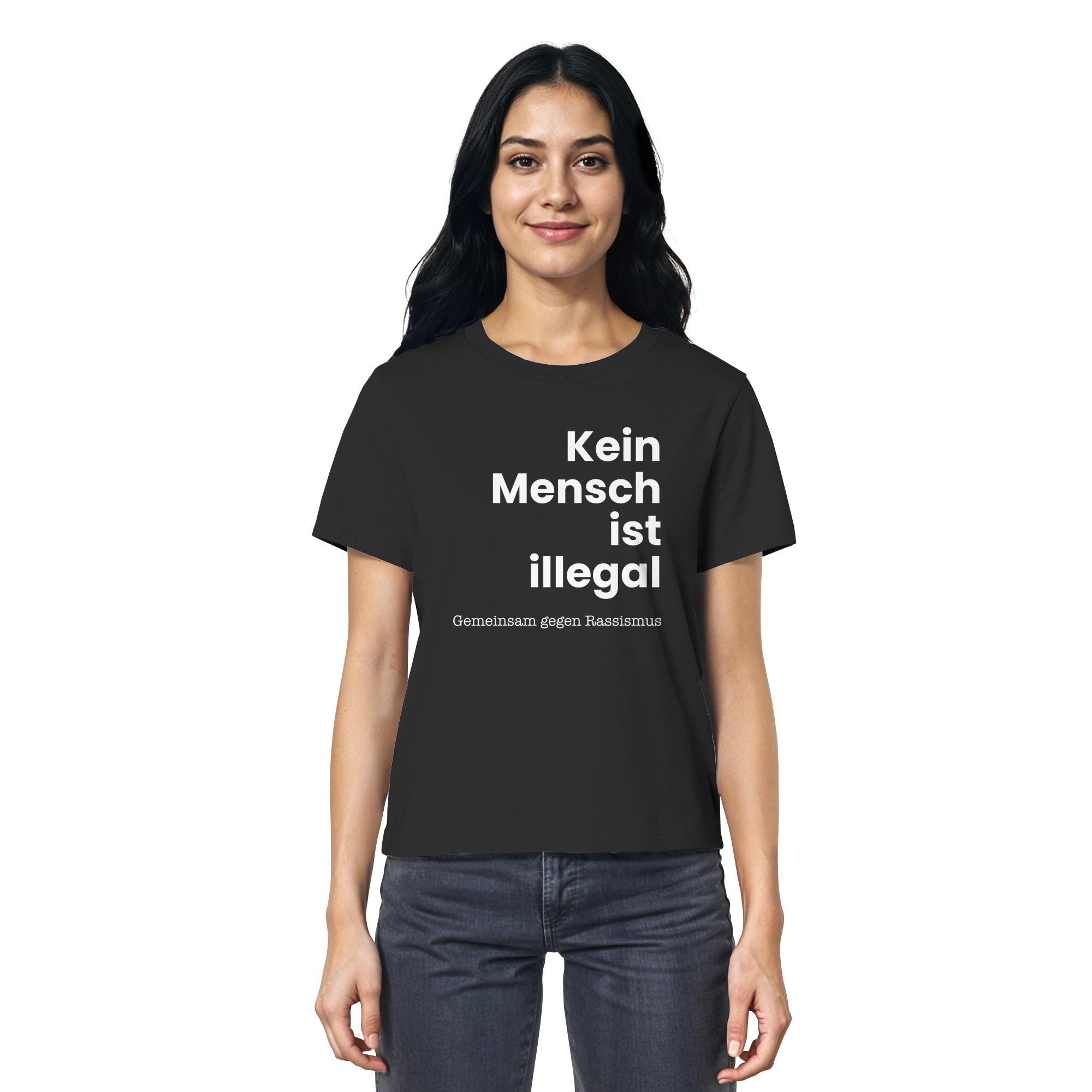 Kein Mensch ist illegal "Gemeinsam gegen Rassismus Edition" Frontprint - Ladies Organic Shirt