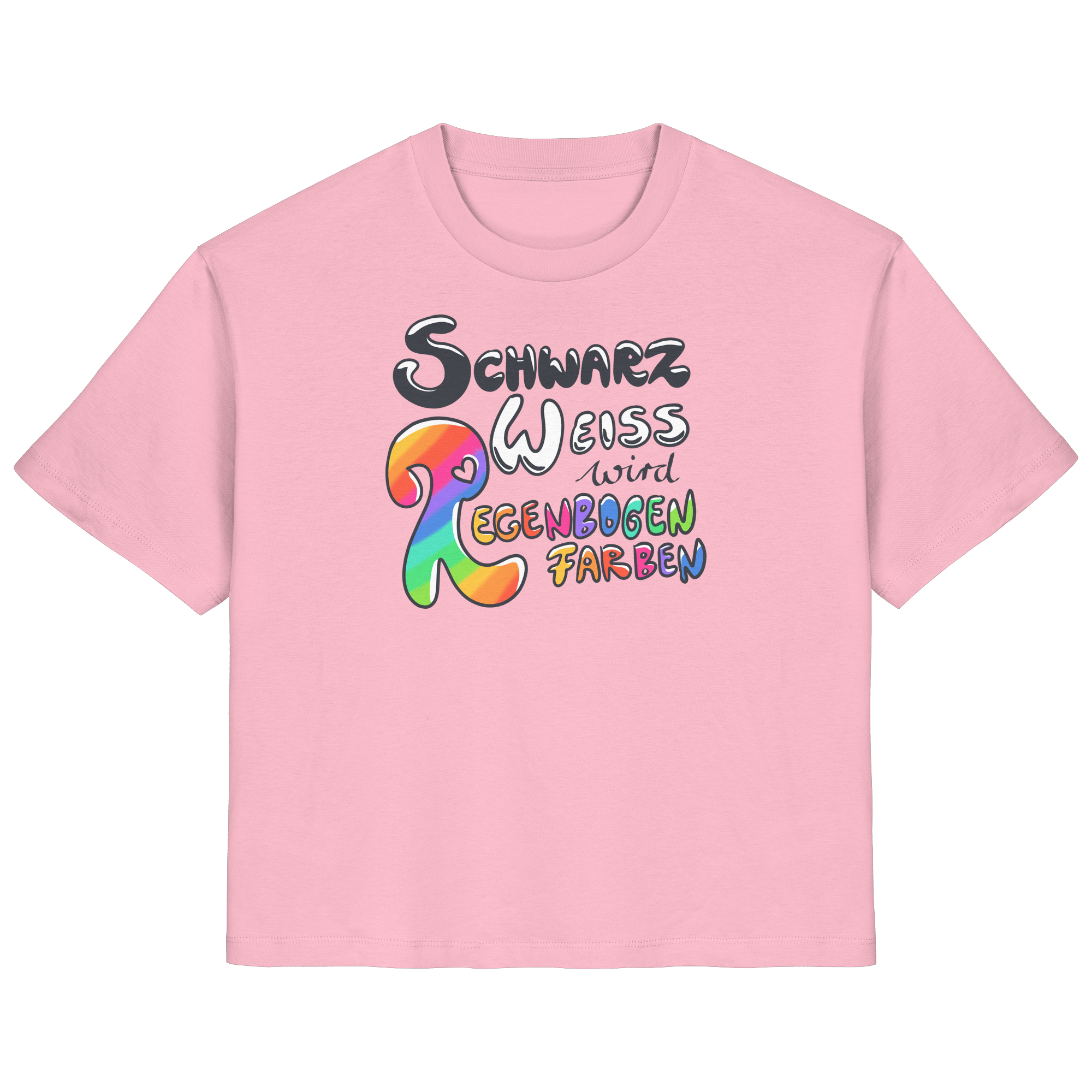 Schwarz Weiß wird Regenbogen Farben Frontprint (hell) - Ladies Organic Shirt
